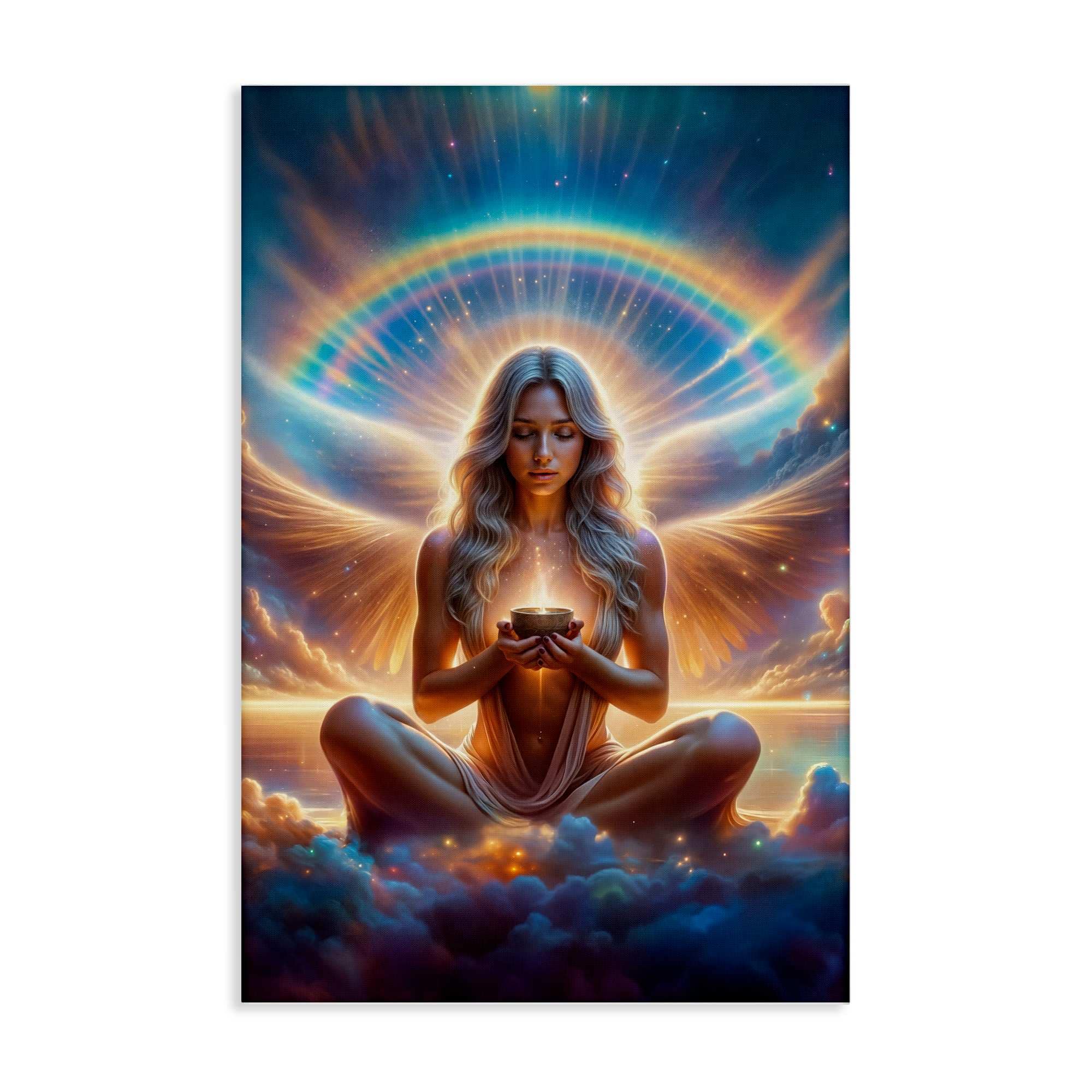 Stupell Industries BT-306-CN-20X30 Enlightened Angel with Tea Canvas Wall Art By Spirit of the Rainbow 20 x 30