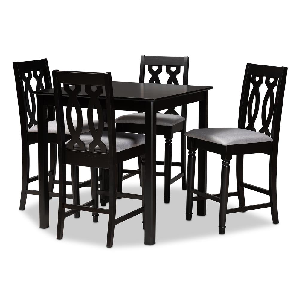 Baxton Studio 158-9775-9776-LW Darcie Grey/Espresso Contemporary/Modern Dining Room Set with Square Table (Seats 4)