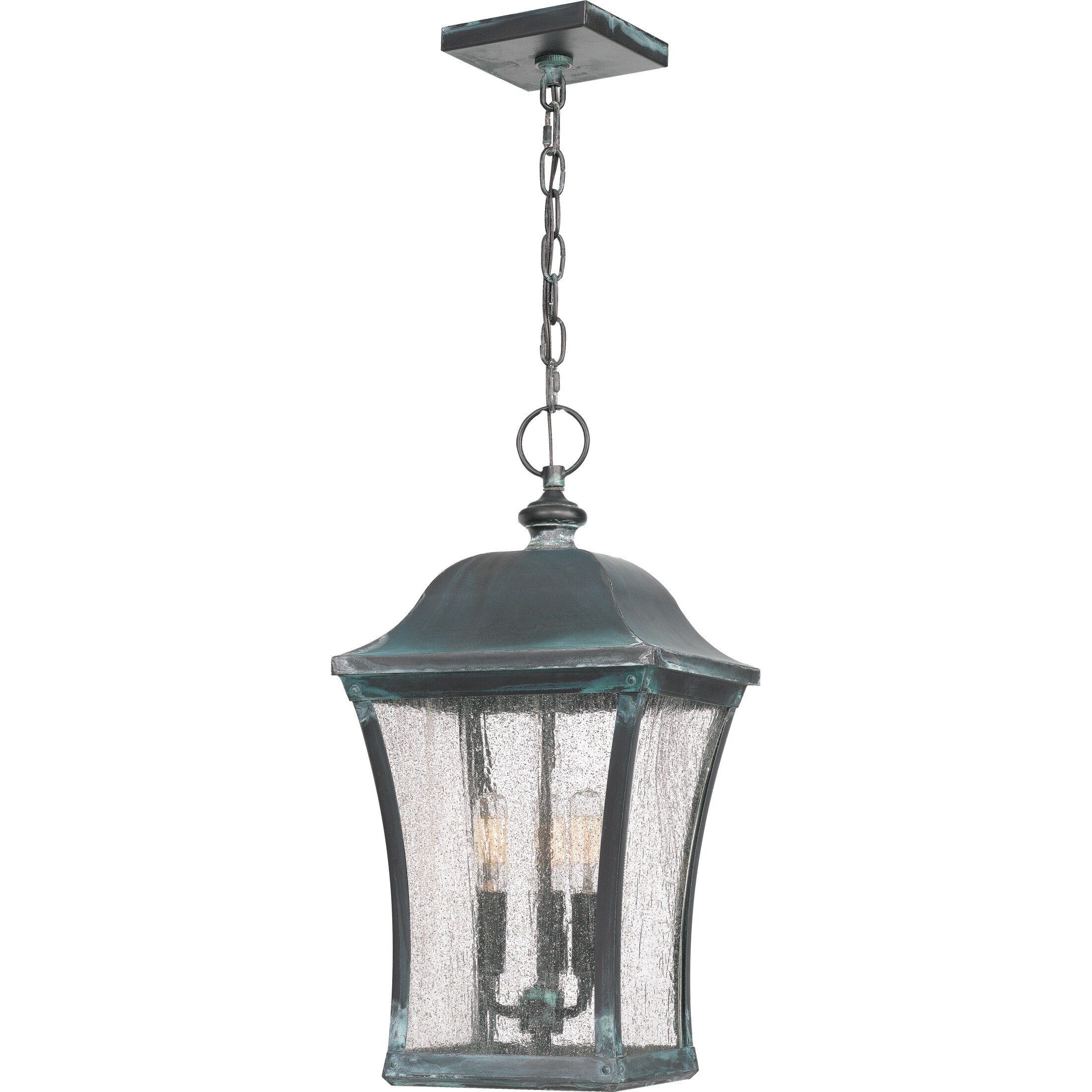 Quoizel Bardstown Aged Verde Traditional Seeded Glass Lantern Pendant Light