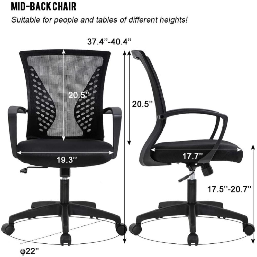 CASAINC Black Contemporary Ergonomic Adjustable Height Swivel Mesh Desk ...