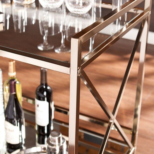 Boston Loft Furnishings Gold Metal Base with Mirror Glass Top Kitchen Cart (23.25-in x 38.75-in x 32.25-in) Boston Loft Furnishings Gold Metal Base with Mirror Glass Top Kitchen Cart (23.25-in x 38.75-in x 32.25-in)