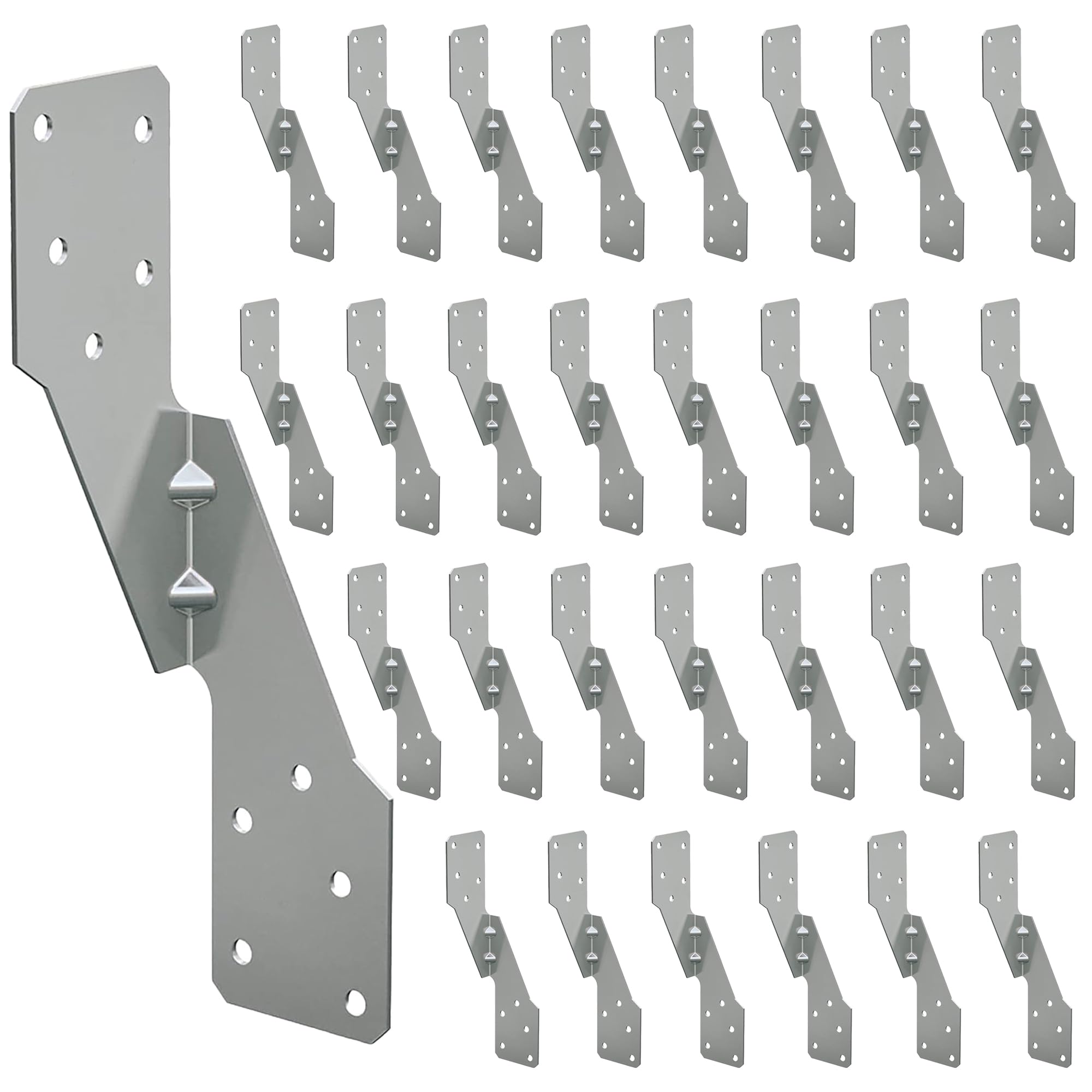 Etokfoks  18 Gauge Galvanized Steel Nail Stop Nail Plate Hurricane Tie for Rafters Uplift Lateral Resistance 30pcs Pack