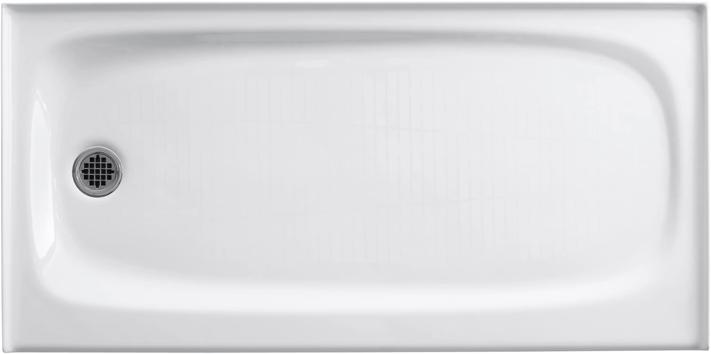 White Cast Iron Rectangular Alcove Shower Base with Left Drain