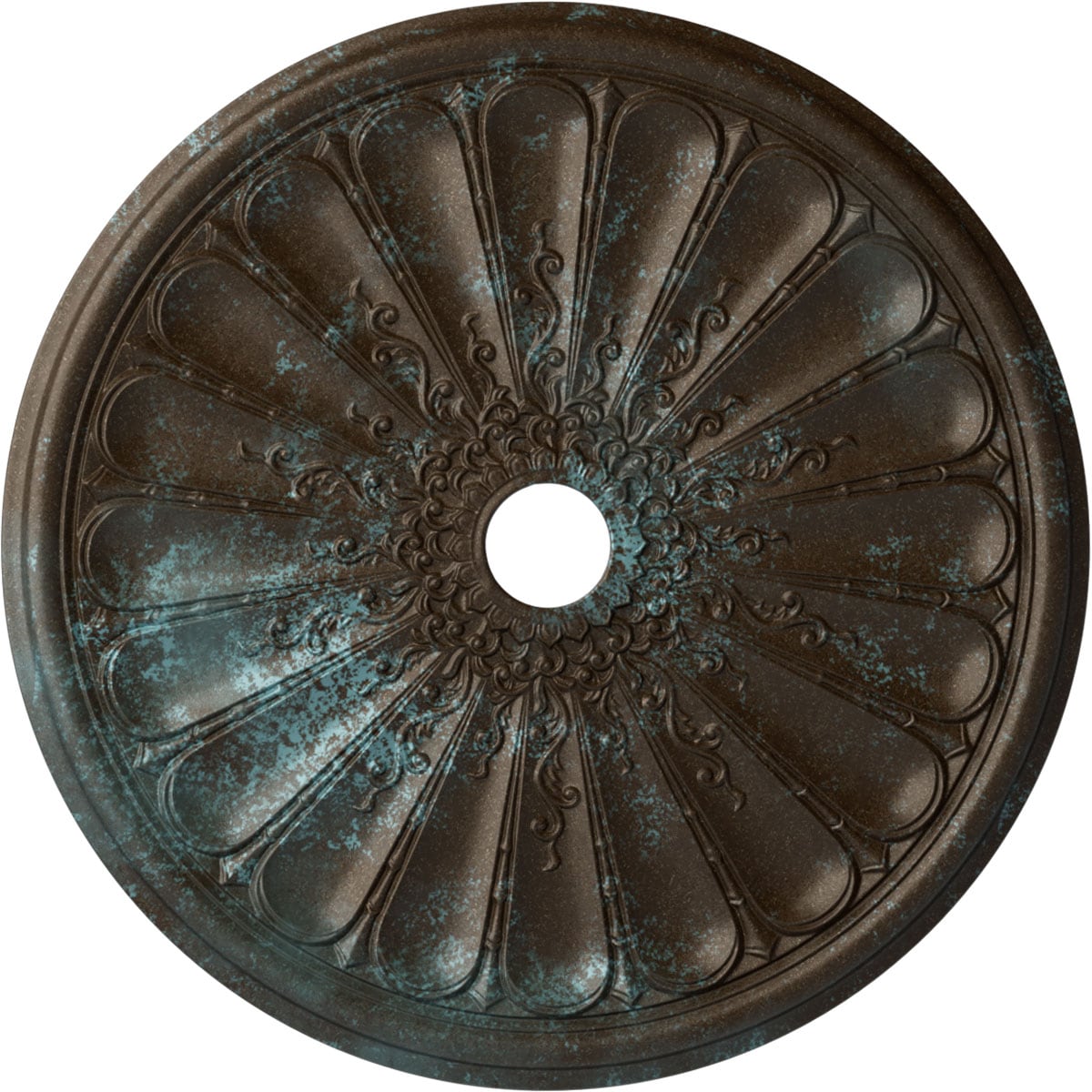 Ekena Millwork CM31KIBBS Kirke 31.5-in W x 31.5-in L Painted Bronze Blue Patina Polyurethane Whole Ceiling Medallion