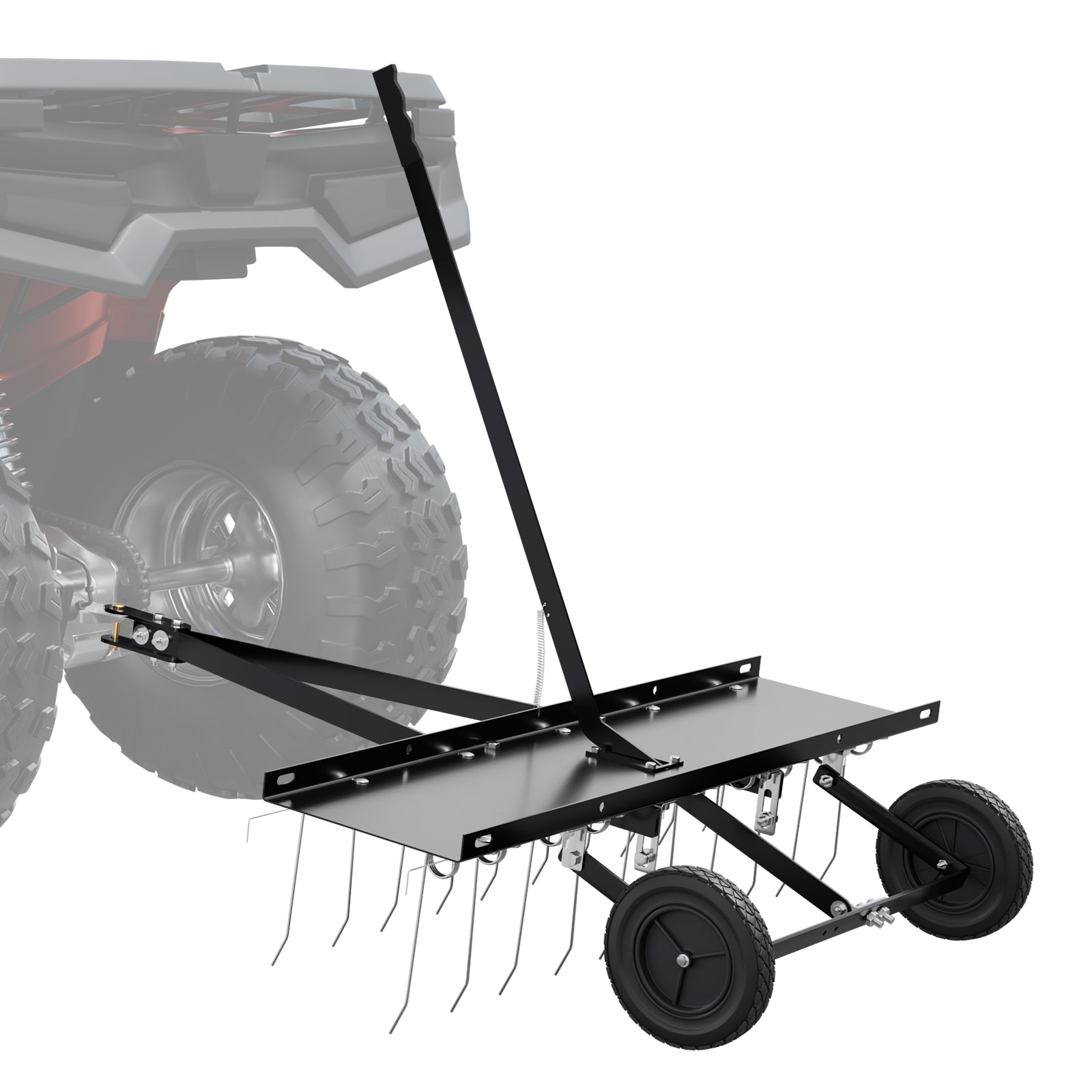 VEVOR SCQXSCJDHC4005297V0 Tow Behind Dethatcher   40-inch Tow Dethatcher with 20 Spring Steel Tines   Lawn Dethatcher Rake for ATV or Mower   Tow Behind Lawn Rake with Lift Handle for Garden Farm Grass
