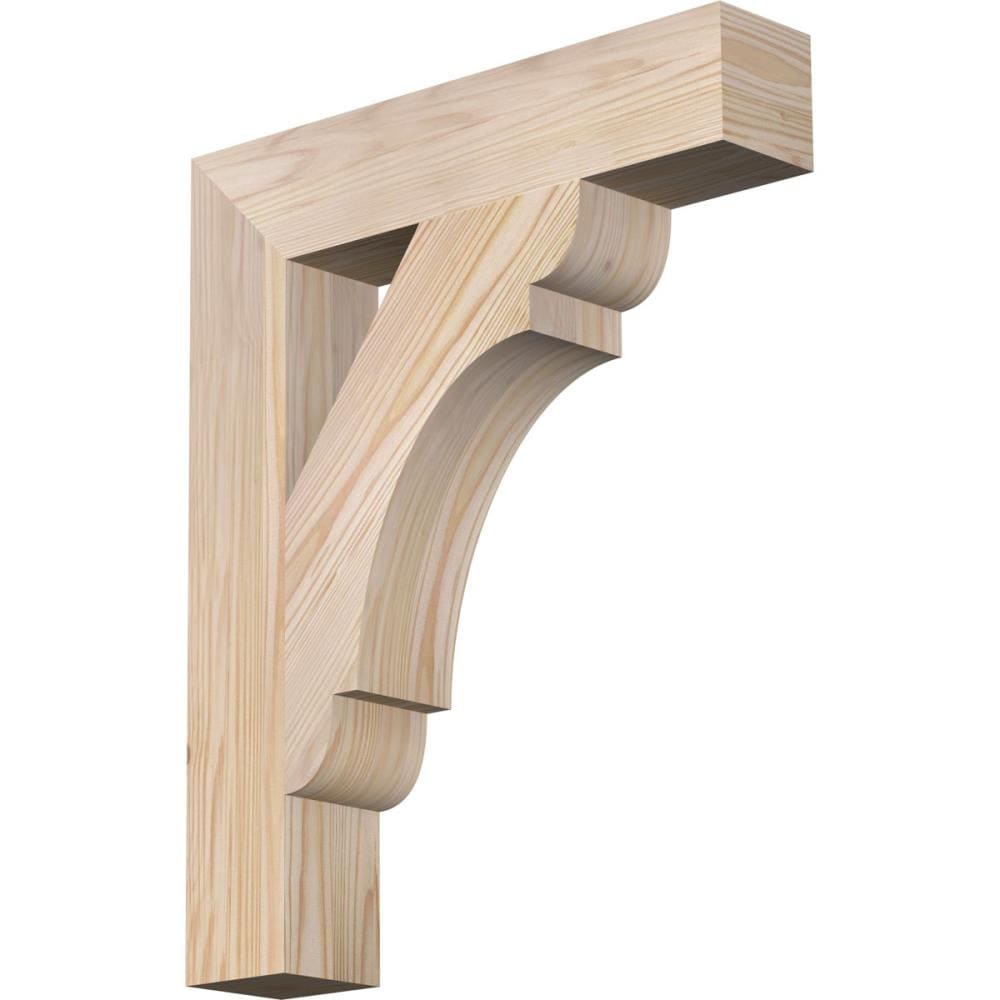 Ekena Millwork 1462124 Balboa Block Smooth Bracket with Offset Brace Douglas Fir Wood Standard Bracket