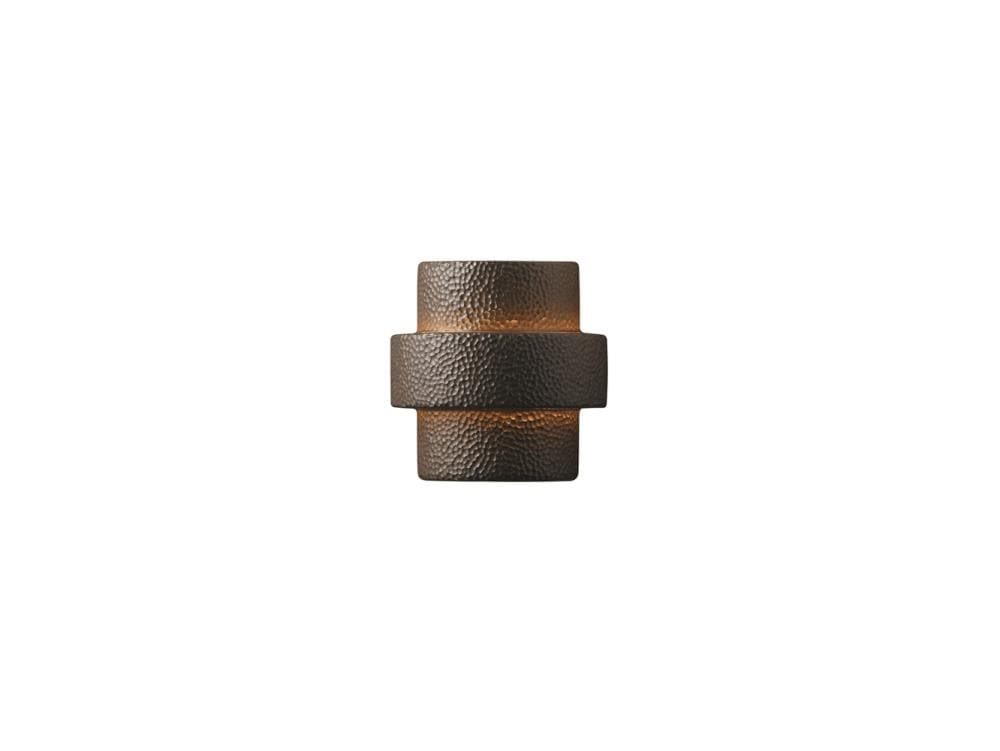 Justice Design Group CER-2215W-HMIR Ambiance 10.5-in W 1 -Light Gray Transitional Wall Sconce