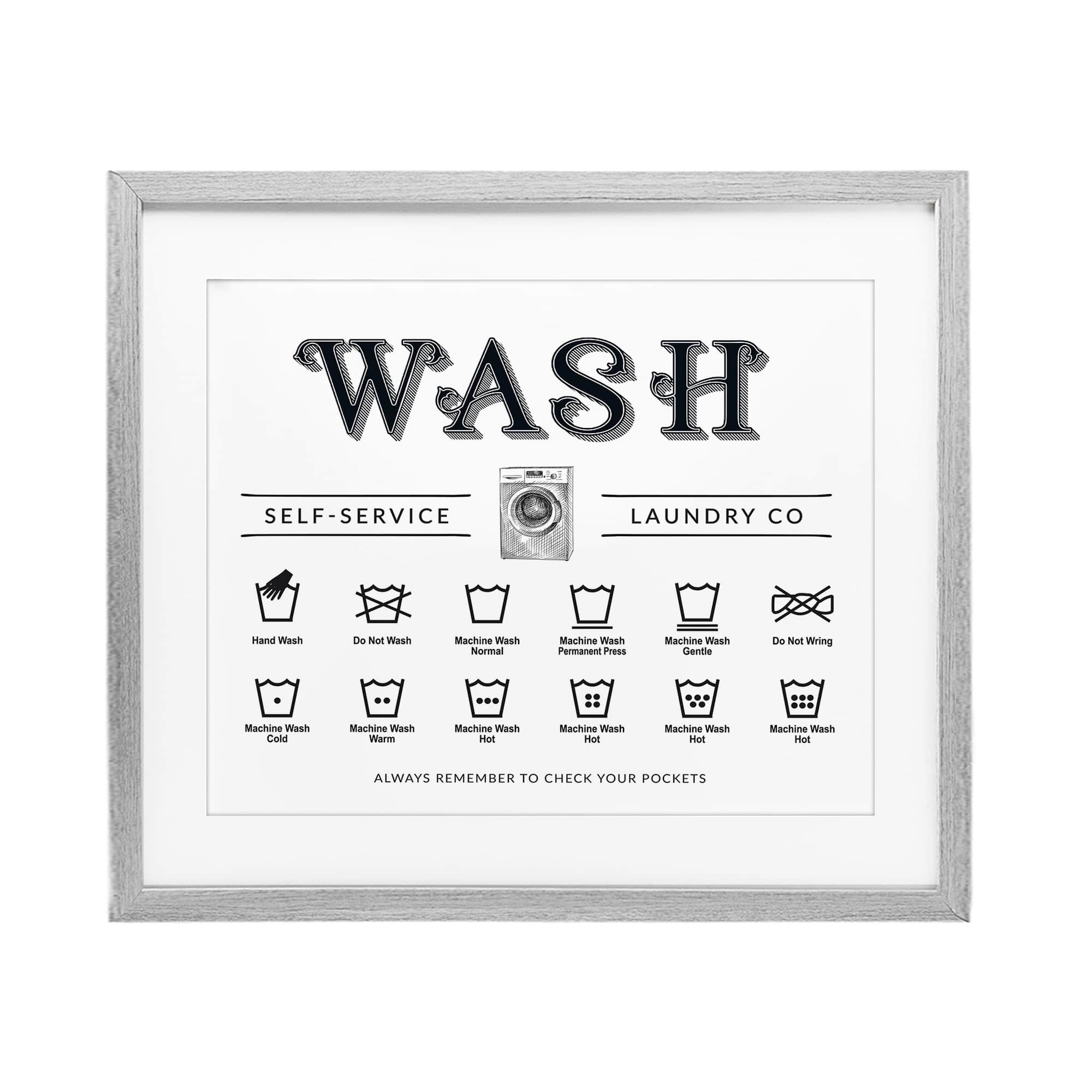 Stupell Industries BY-443-MFG-13X16 Wash Cycles Instructions Gray Framed Print Under Glass 16 x 13