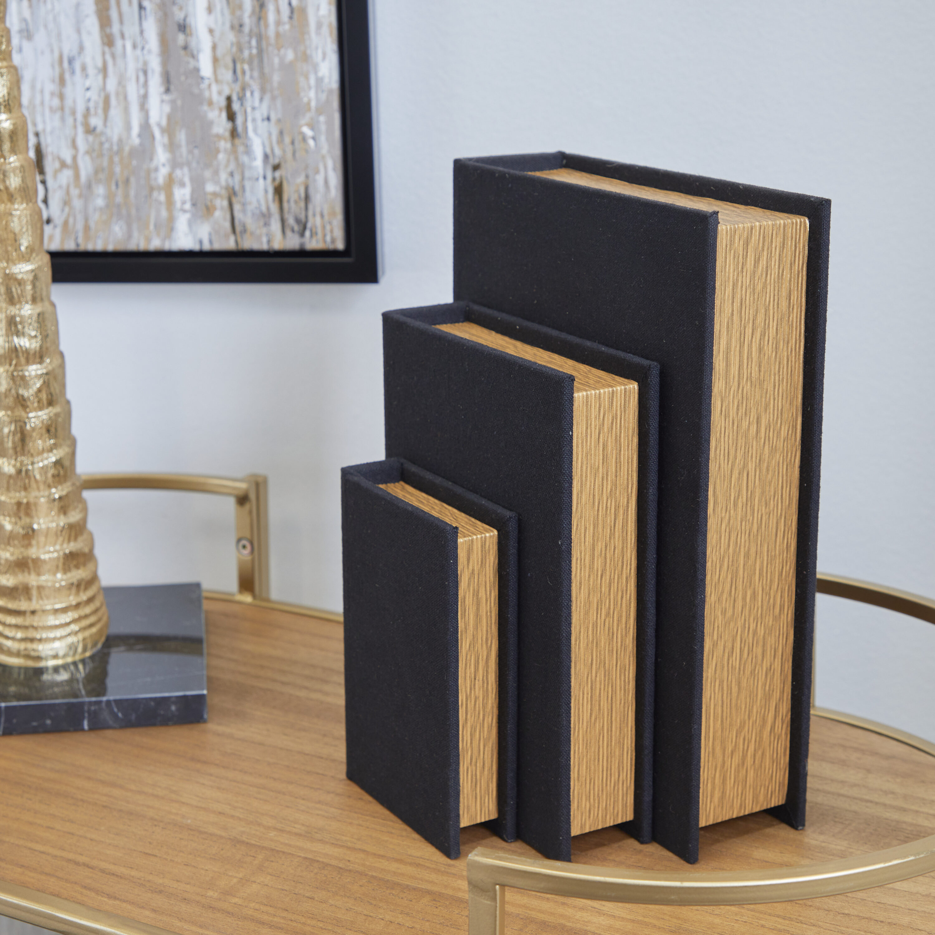 Grayson Lane 32701 3 -Pack Black Cotton Modern Decorative box