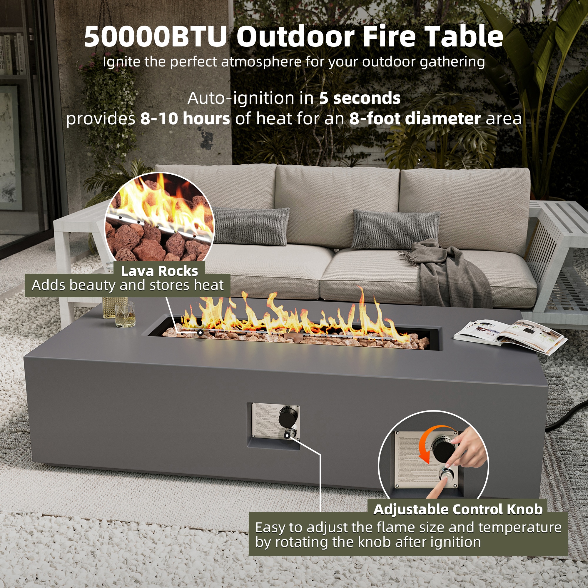 UPHA PL-56M-DK Outdoor-Gas-Firepits - View #3