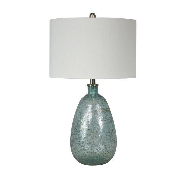 Scott Living 26-in Blue Glass/Brushed Nickel 3-Way Table Lamp with Fabric  Shade in the Table Lamps department at Lowes.com
