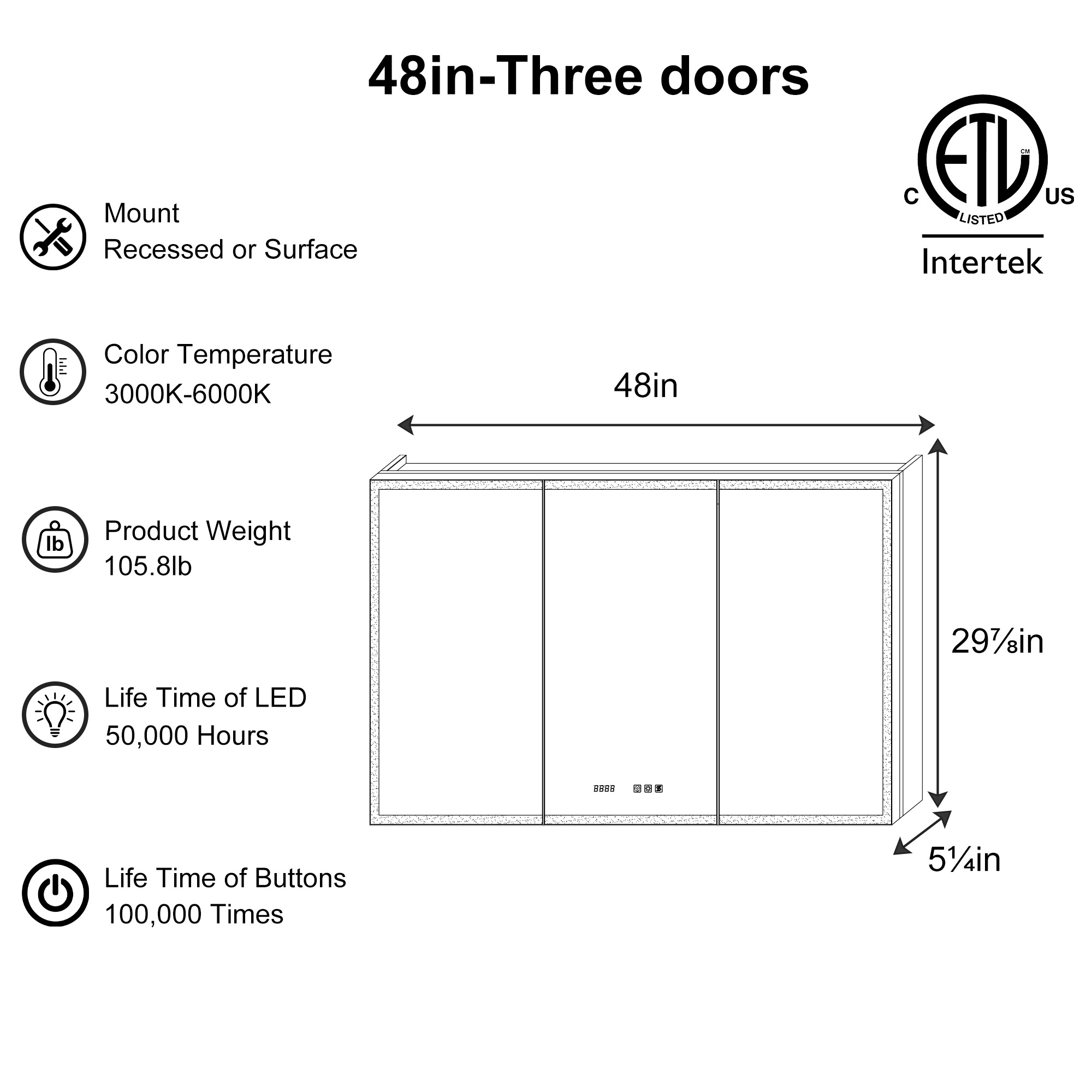 ExBrite DIBC3030LDR Bathroom-Medicine-Cabinets - View #3