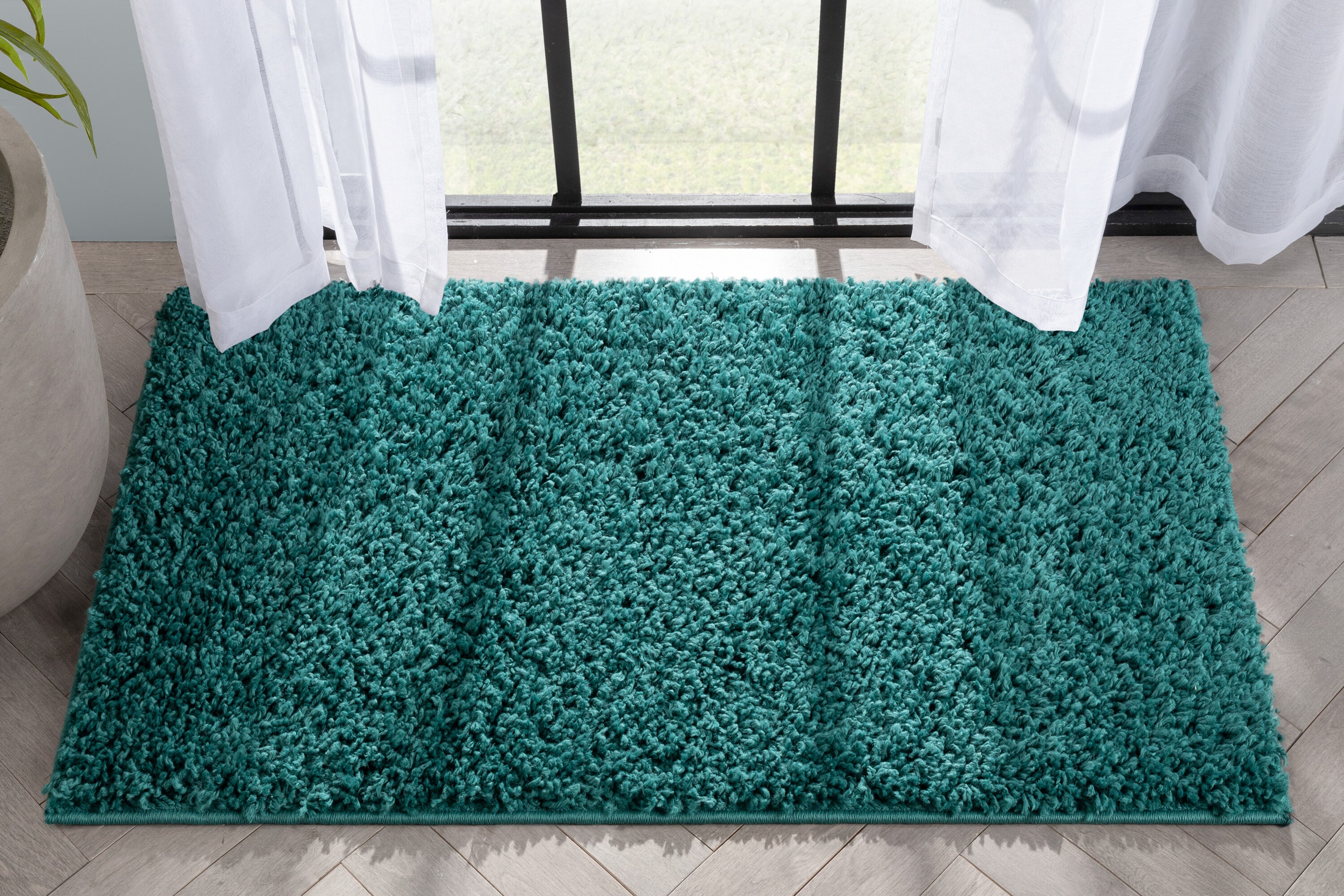 Well Woven ELL-15-3 2 x 4 (ft) Loomed Polypropylene Green Rectangular Indoor Solid Mid-Century Modern Area rug