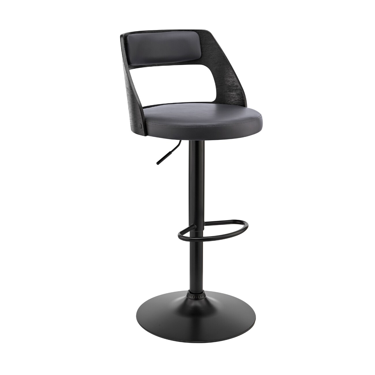 HomeRoots 4000476823 Gray 25-in H Counter height Upholstered Swivel Metal Bar Stool Back