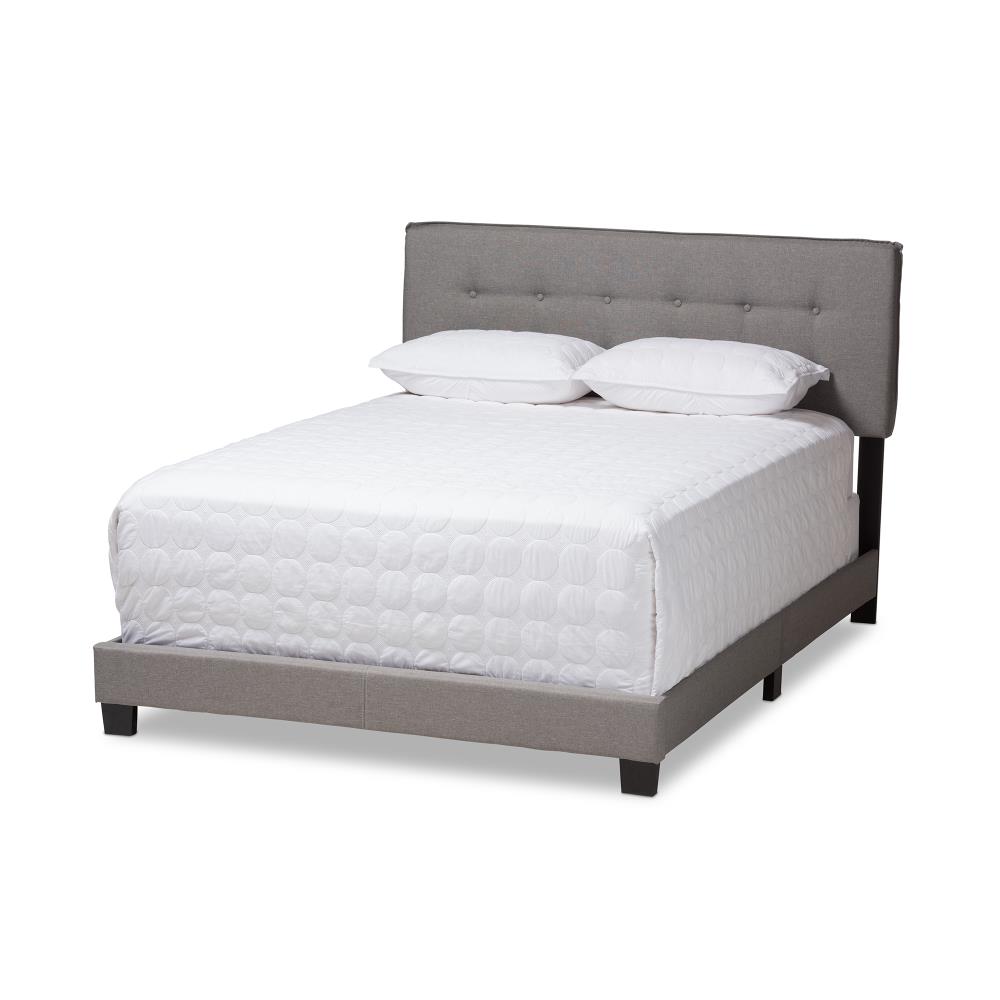 Baxton Studio Audrey Grey Queen Wood Upholstered Bed in the Beds