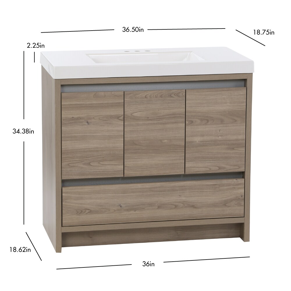 Diamond NOW Quinn 36-in Forest Elm Brown Woodgrain Single Sink Bathroom ...