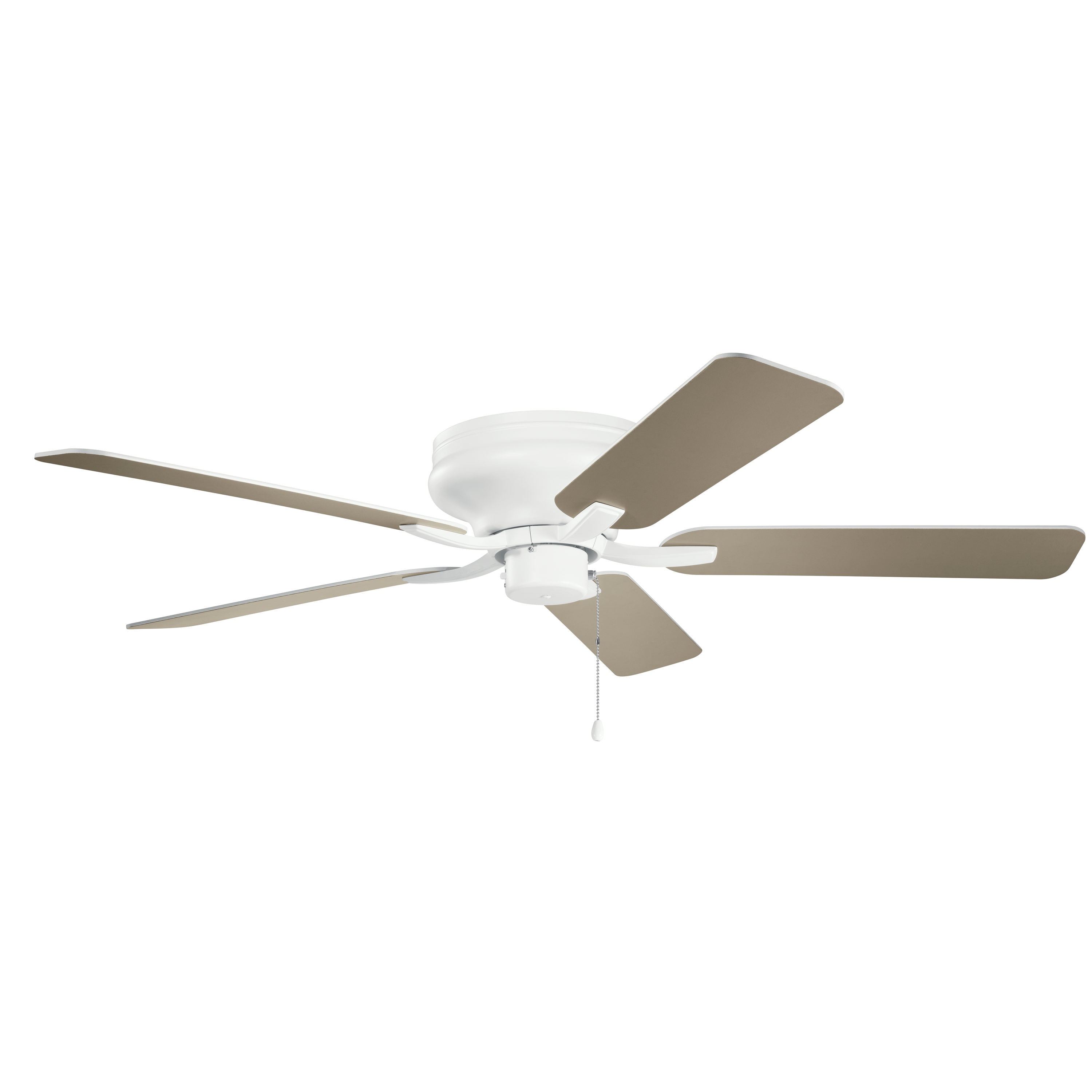 Kichler 330020MWH Basics Pro Legacy 52-in Flush Mount Matte White with Matte White/Silver Blades Ceiling Fan Light Kit Compatible ( 5 -Blade )
