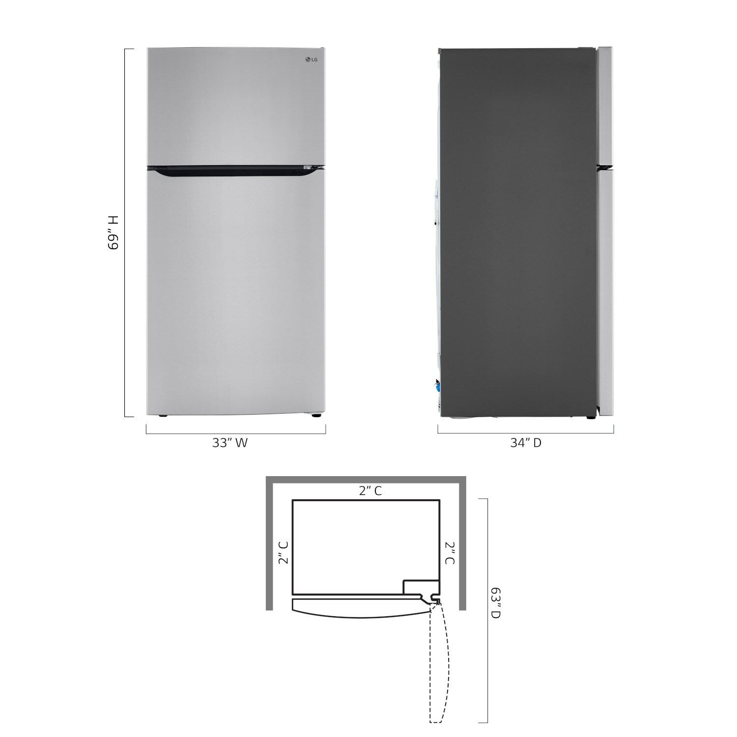 LG Garage Ready Internal Water Dispenser 23.8-cu ft Top-Freezer ...