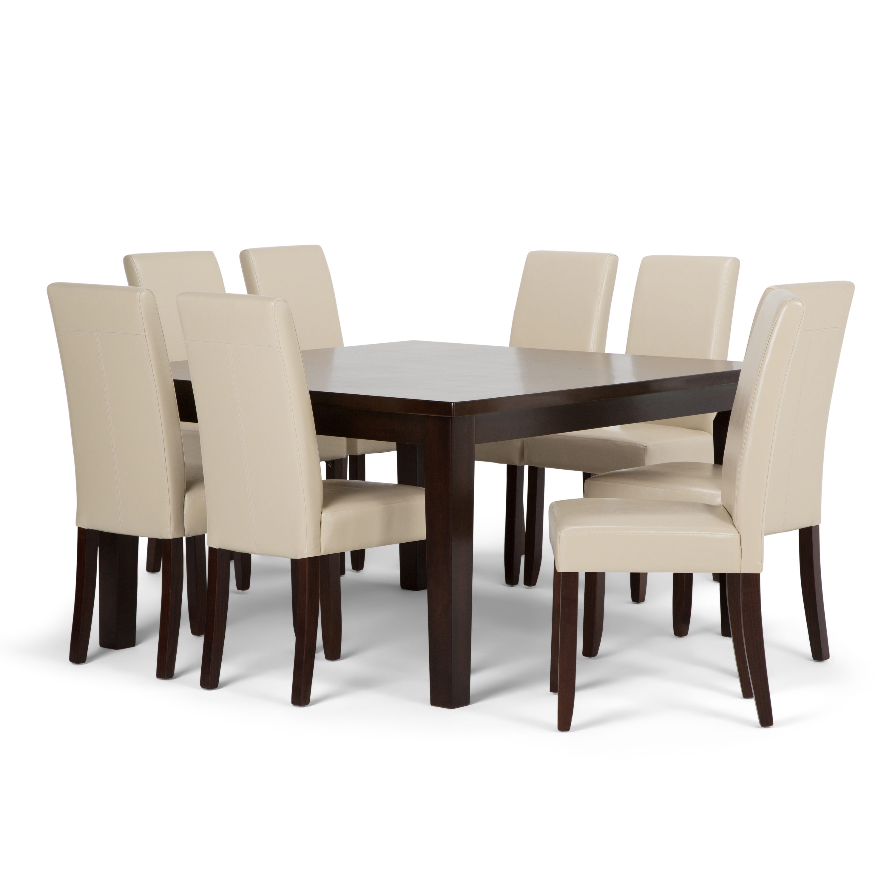 Simpli Home AXCDS9-ACA-CR Acadian Satin Cream Transitional Dining Room Set with Rectangular Table (Seats 8)