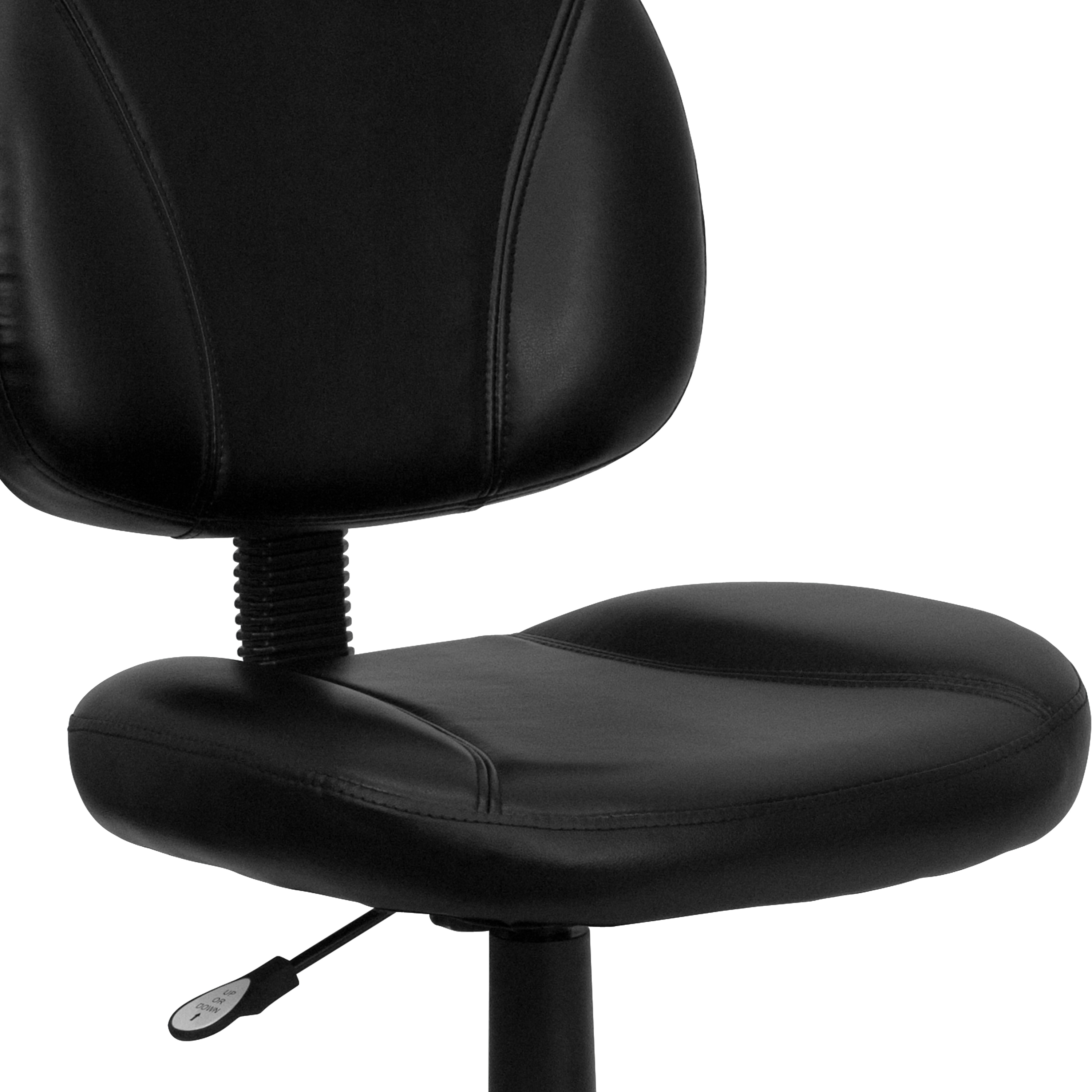 Mid-Back Black Leather Swivel Ergonomic Task Chair