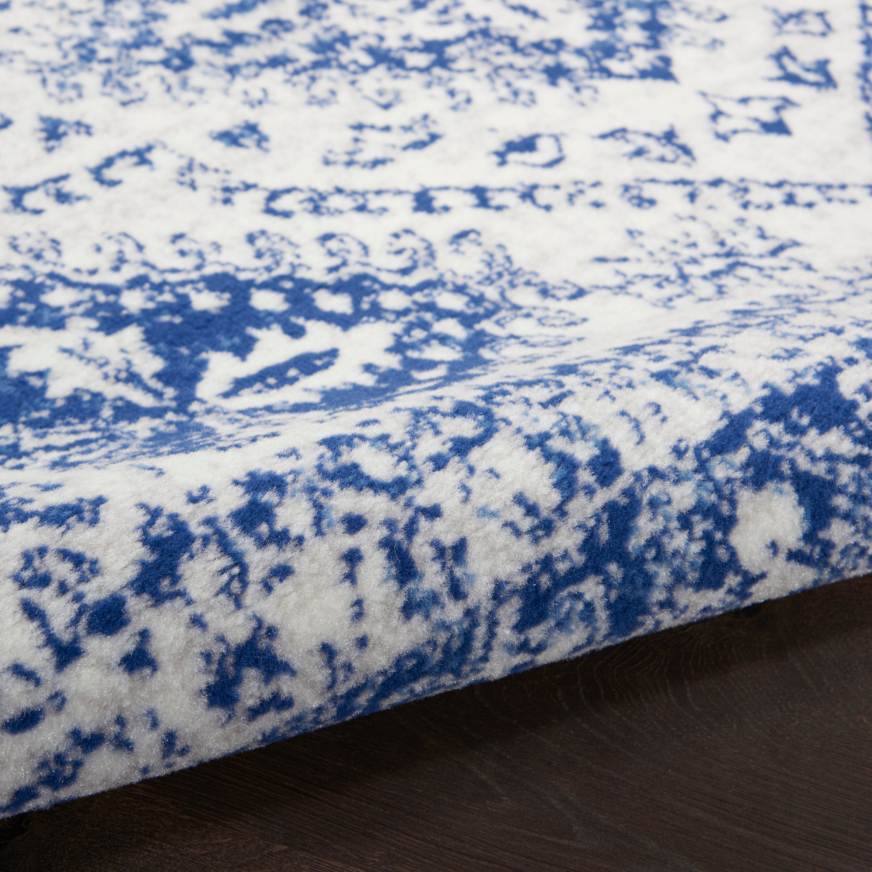 Ivory and Navy Geometric Flat Woven Runner Rug