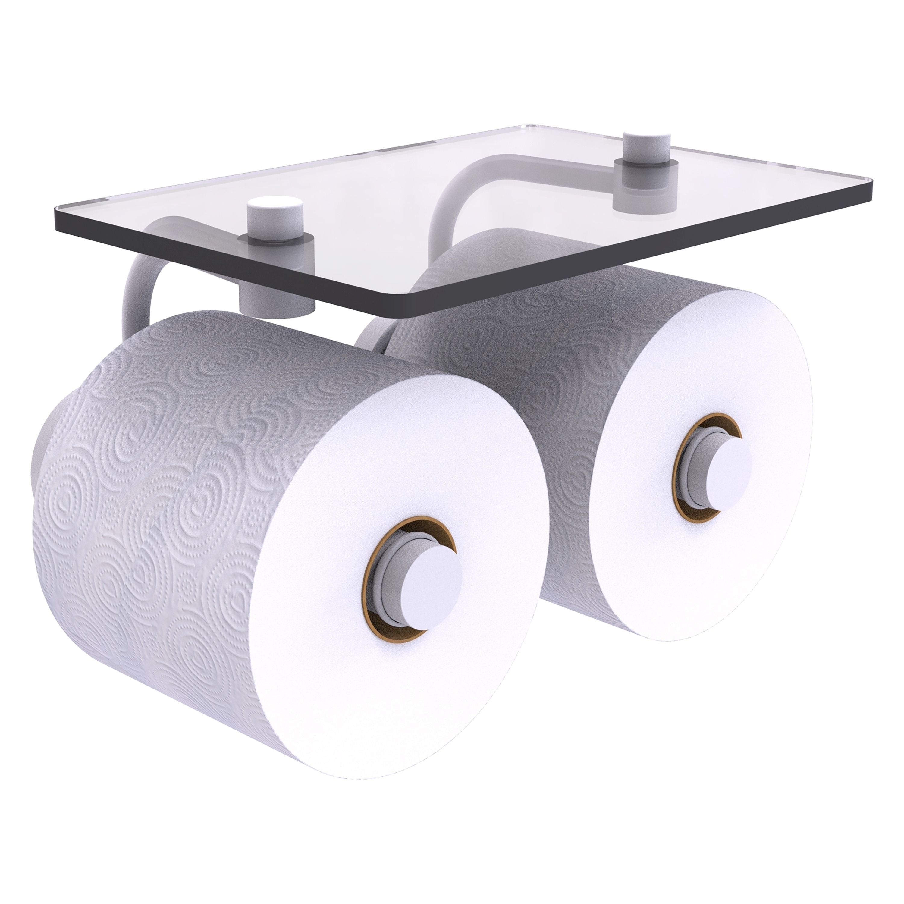 Allied Brass WP-24-2S-WHM Waverly Place Matte White Wall mount Double post Toilet Paper Holder 2 -Rolls with Storage