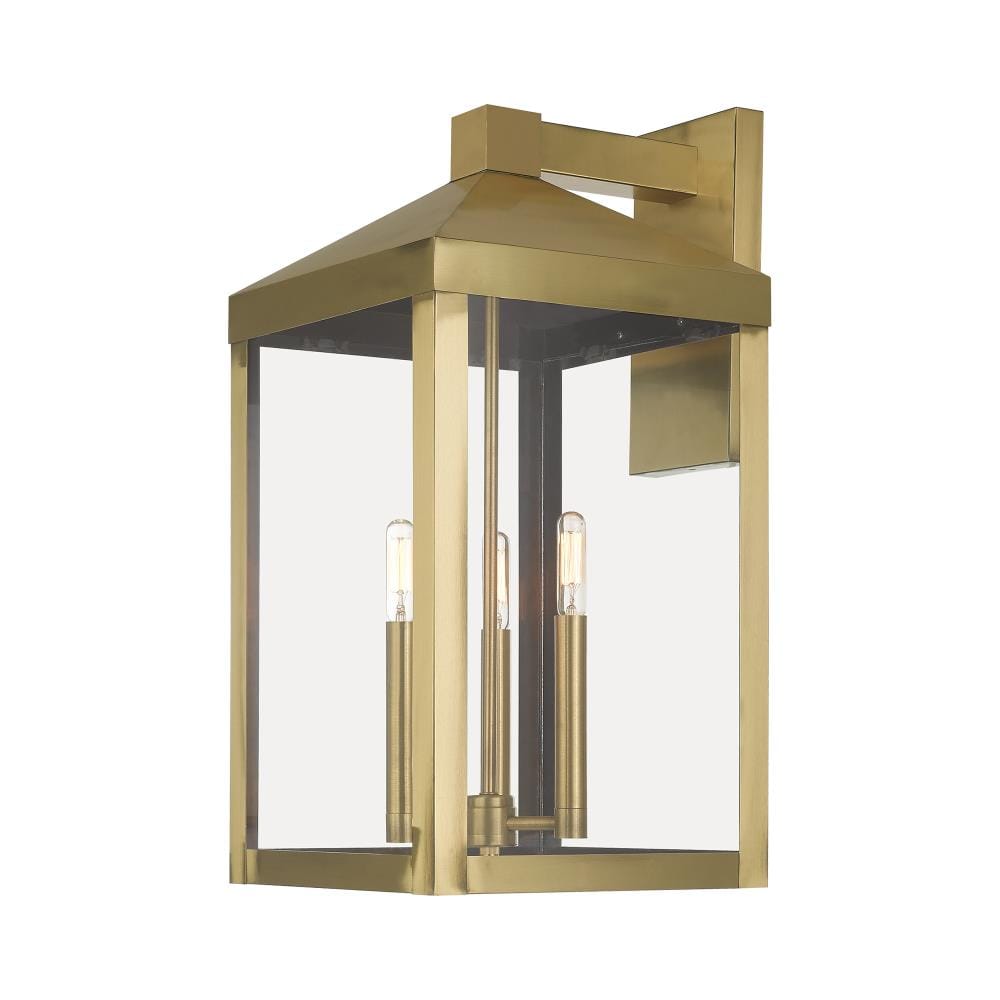 Antique Brass 21.75" Outdoor Wall Lantern with Clear Glass