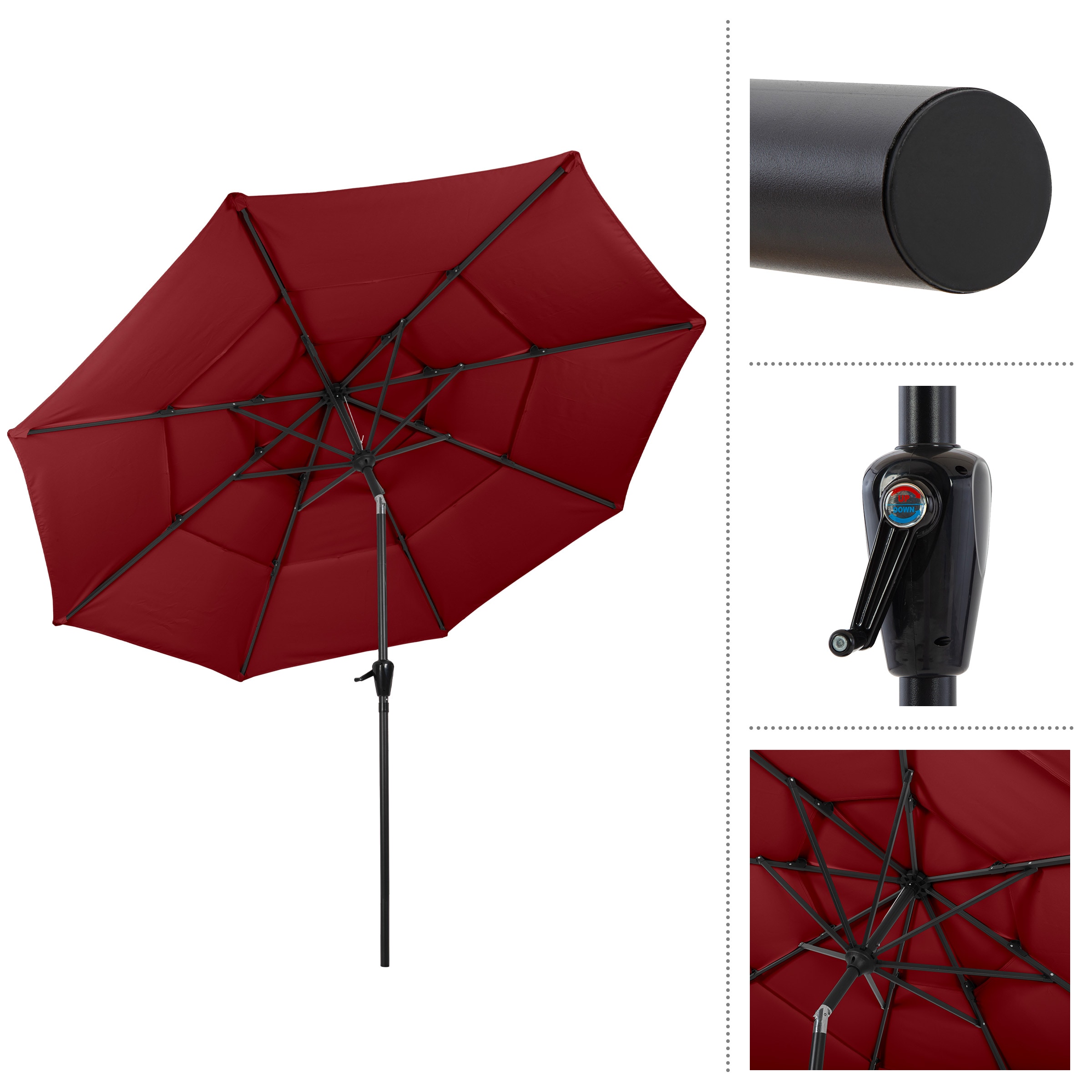 10-Foot Red Polyester Outdoor Patio Market Umbrella with Tilt