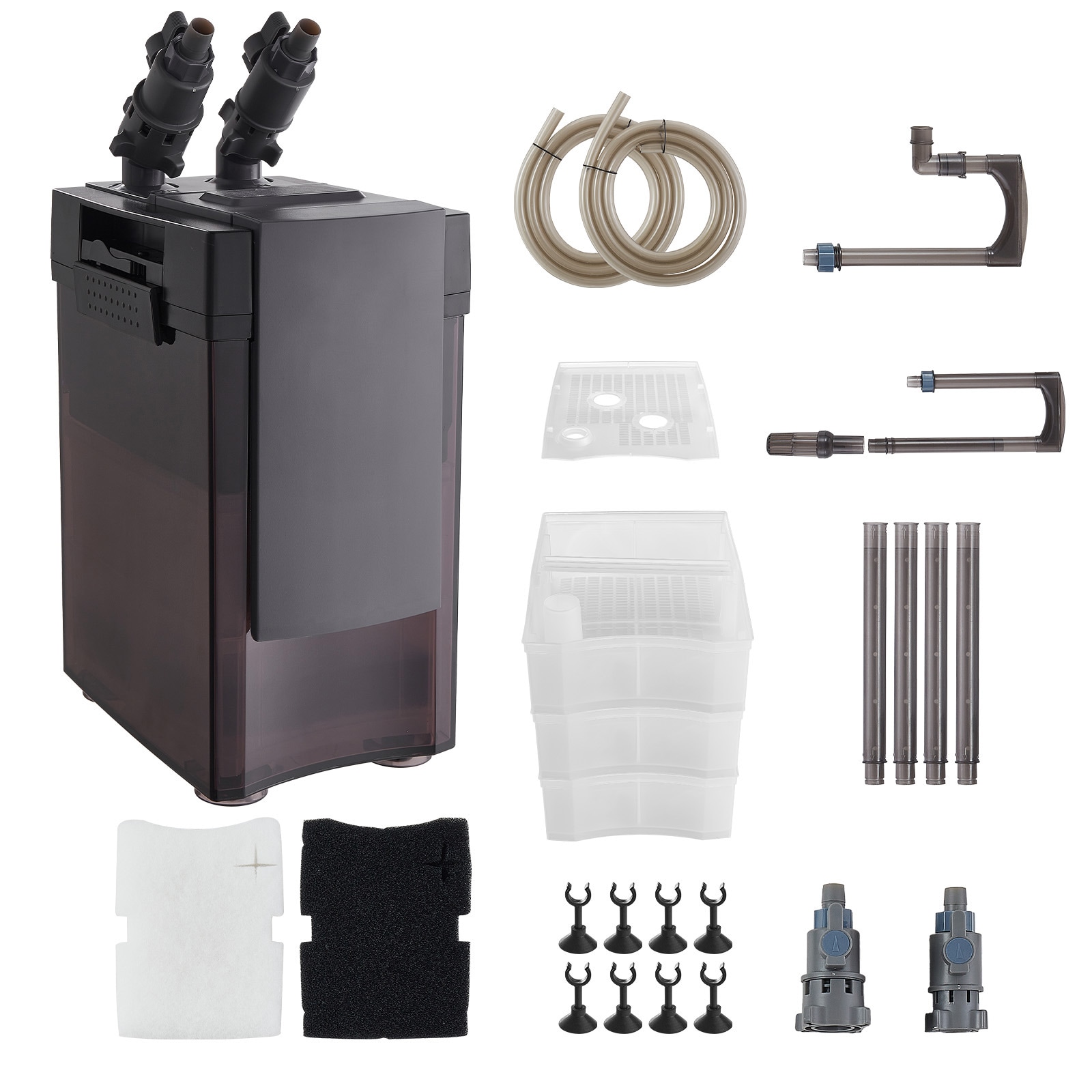VEVOR 162.7GPH Canister Filter 3-Stage External Aquarium Filter with Powerful Pump Water Circulation Cleaning Machine with Media for Large Fish Tanks and Aquariums Up to 100 Gallons for Freshwater
