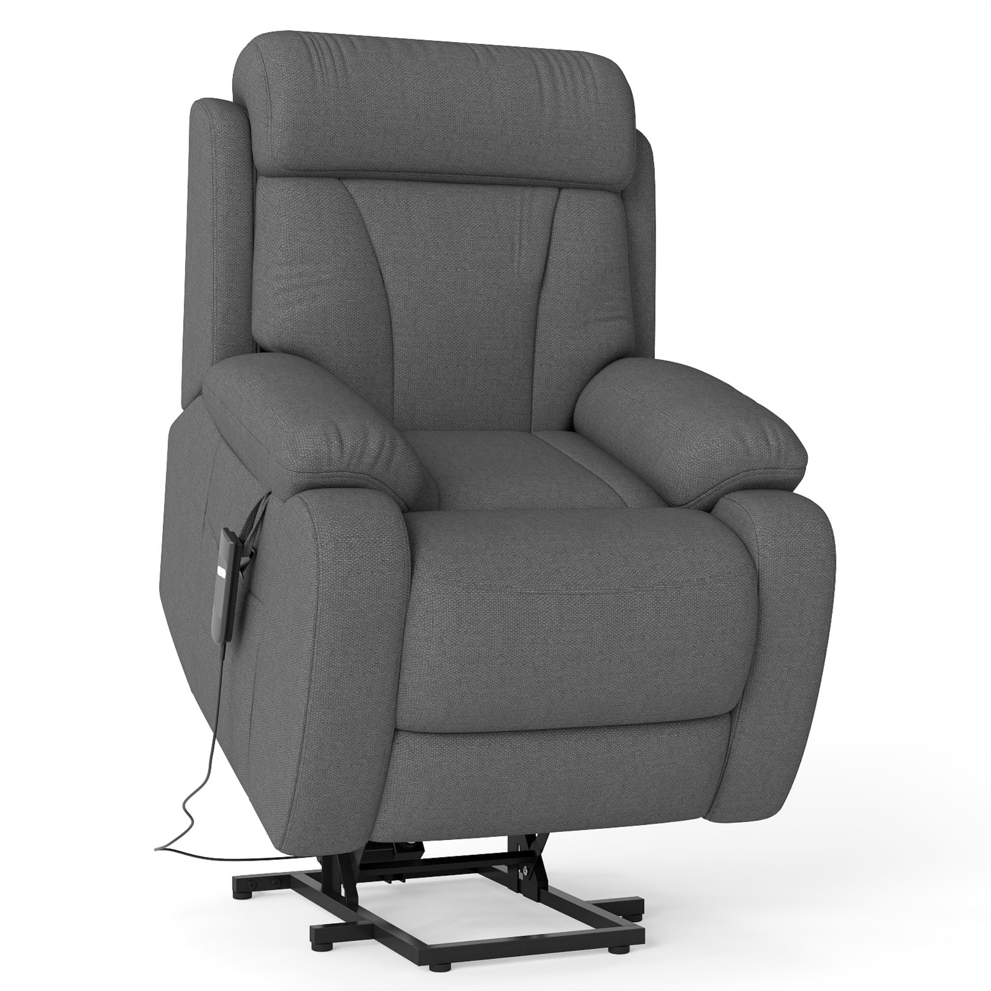 Elite Gourmet Dark Gray Polyester Power Lift Single Motor Recliner Chair for Elderly and Electric Lift Chair with Remote Control