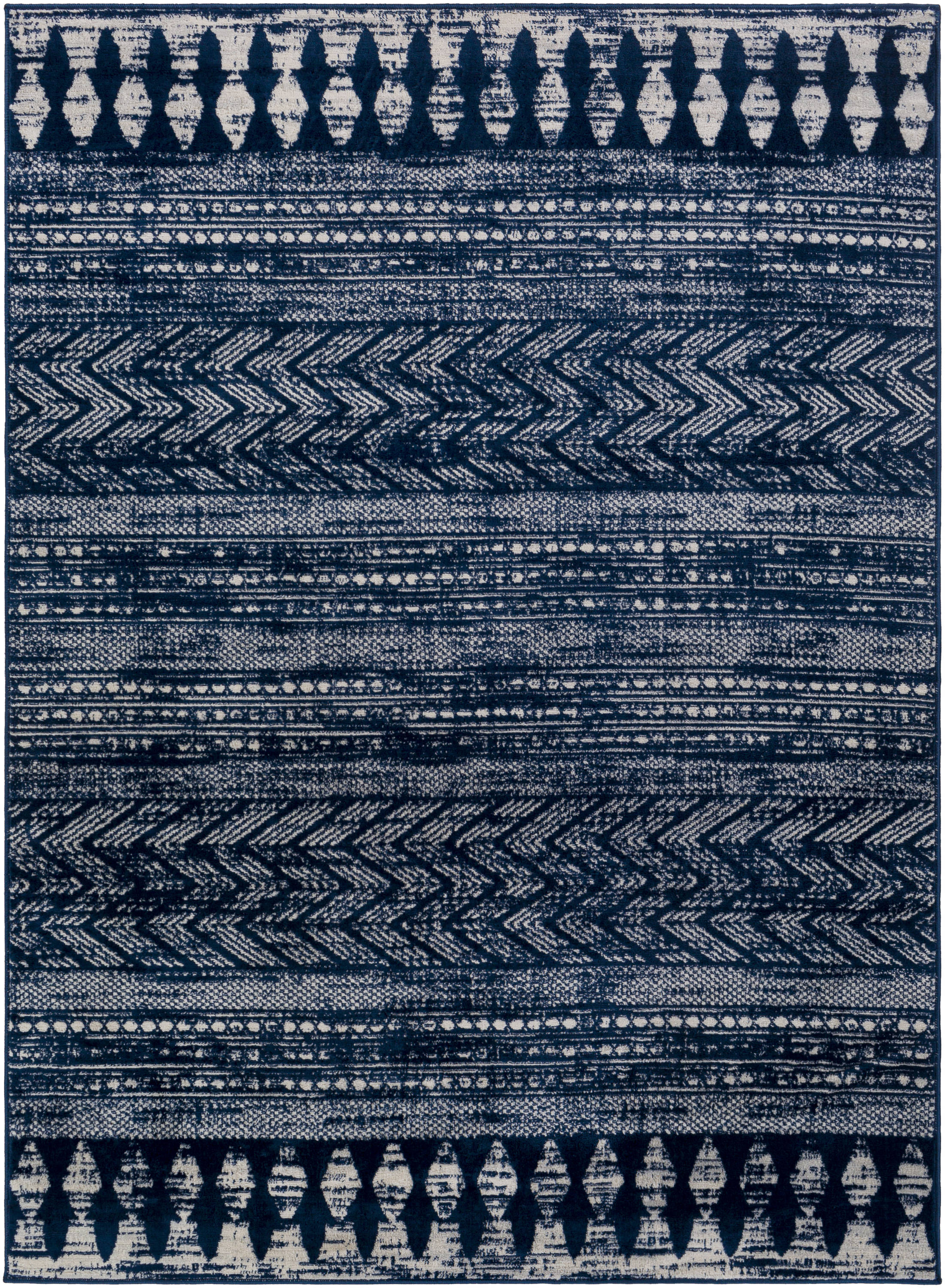 Surya ROM2398-71010 Roma 8 x 10 (ft) Polypropylene Dark Blue Rectangular Indoor Distressed/Overdyed Moroccan Area rug