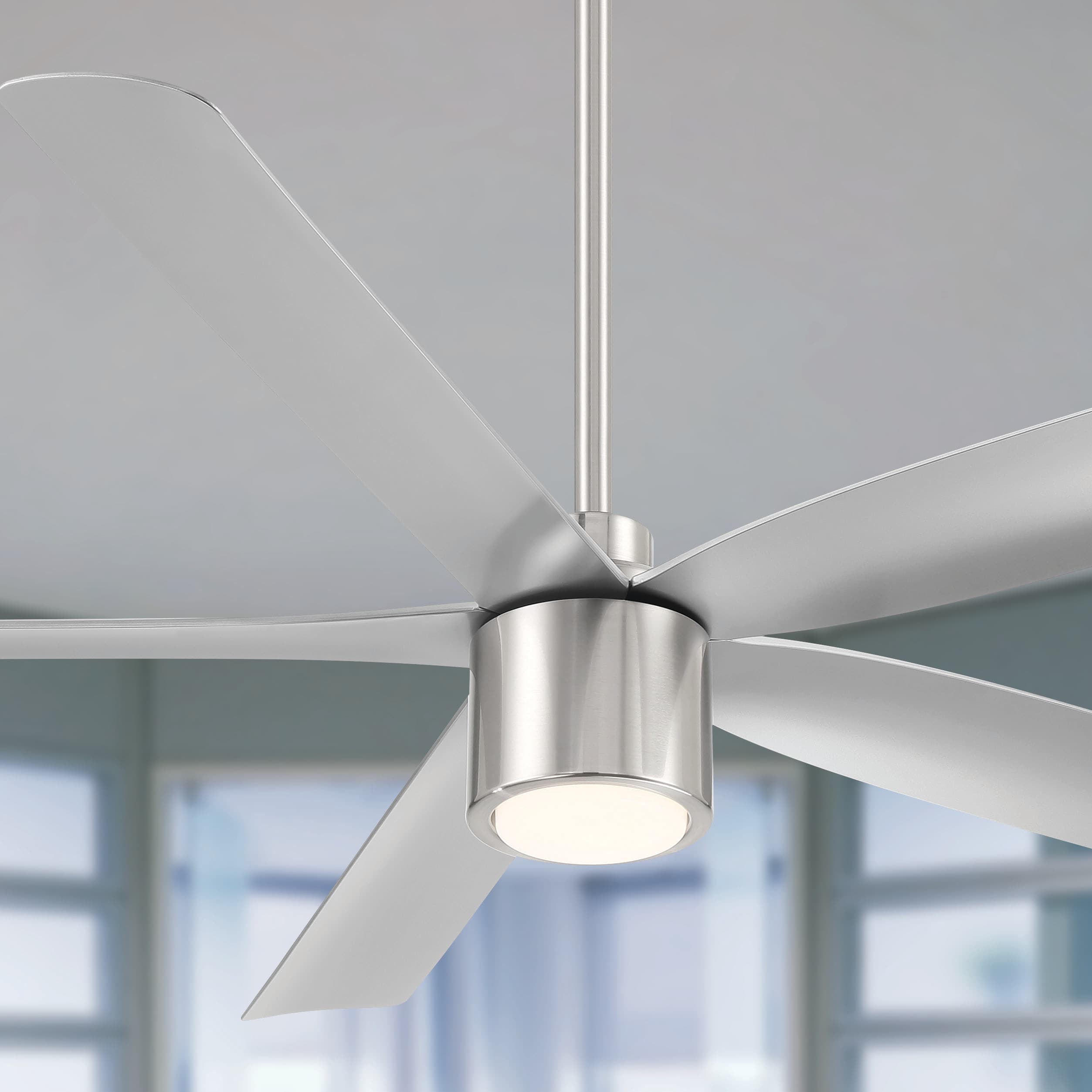 Arranmore Lighting & Fans AR-5001BN-60LK RAVIAN 60-in Outdoor Brushed Nickel with Matte Blades Ceiling Fan With Light and Remote ( 5 -Blade )