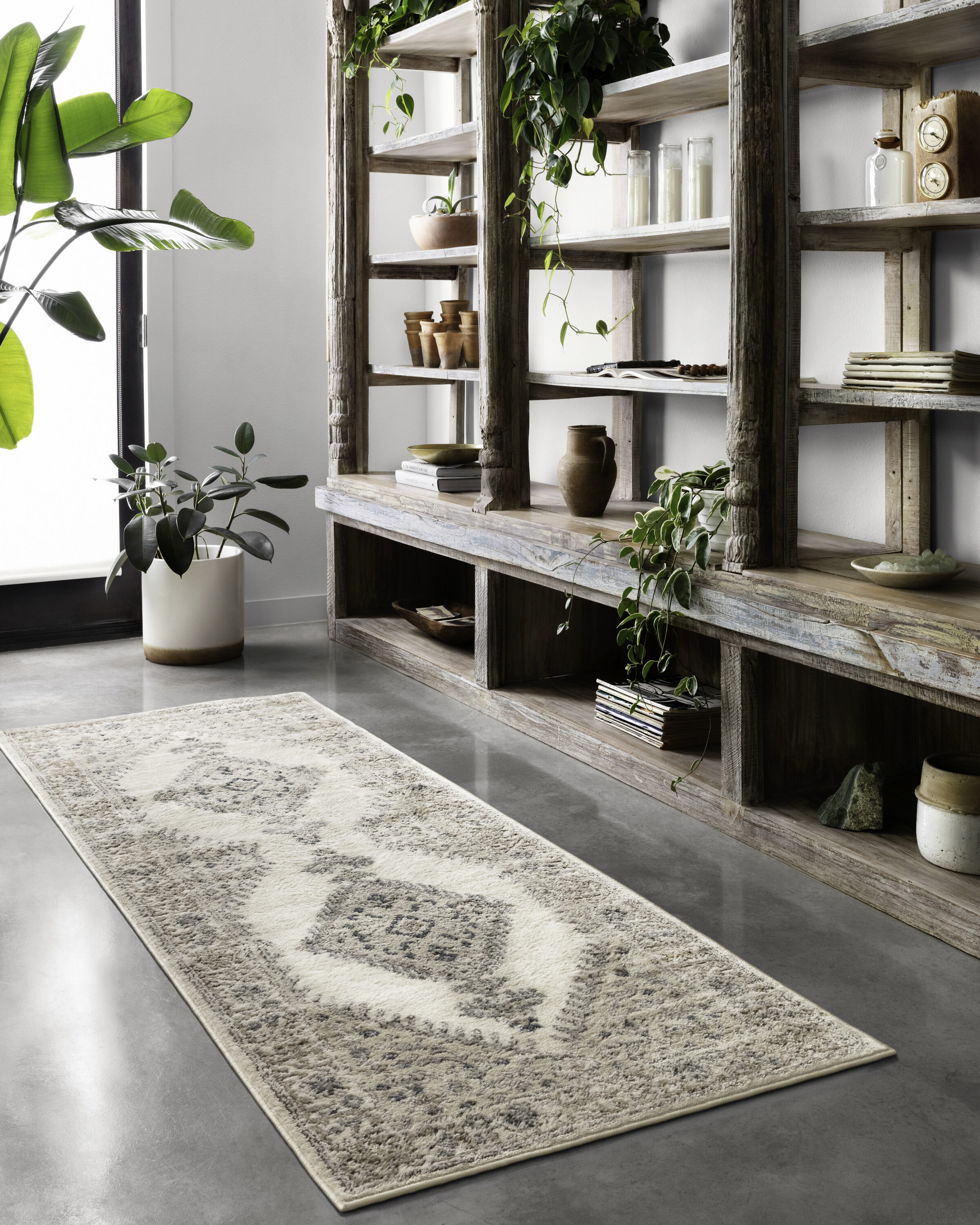 Loloi II TEAGTEA-02OTIV2876 Teagan 3 x 8 (ft) Loomed Polypropylene Oatmeal / Ivory Rectangular Indoor Distressed/Overdyed Oriental Area rug
