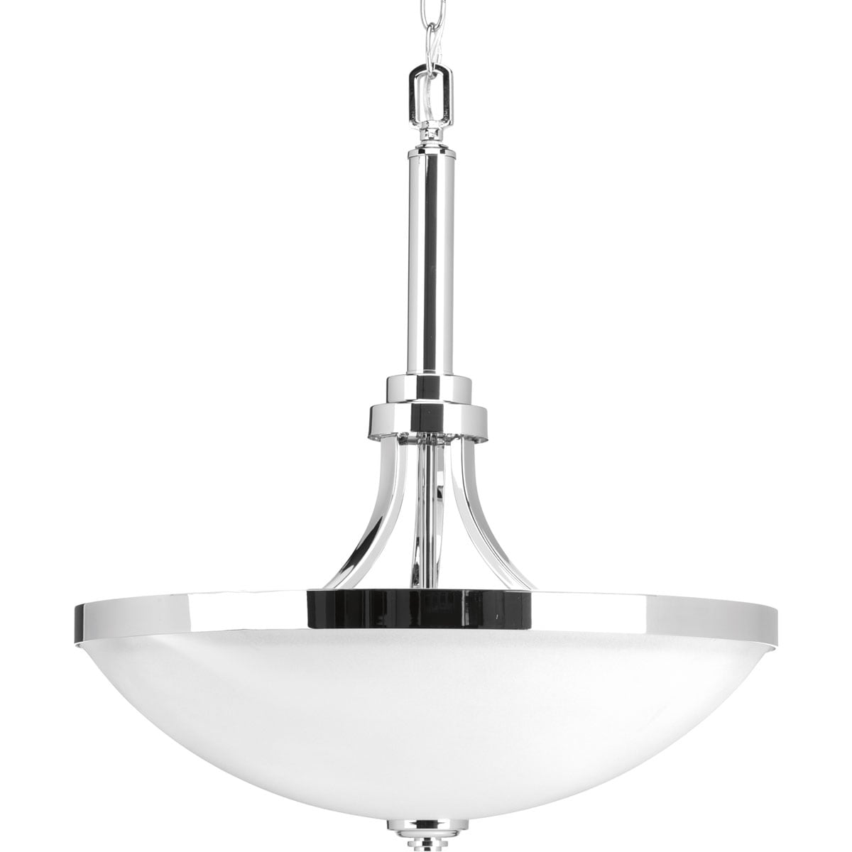 Progress Lighting P500054-015 Topsail 3-Light Polished Chrome Coastal Etched Glass Bowl Hanging Pendant Light