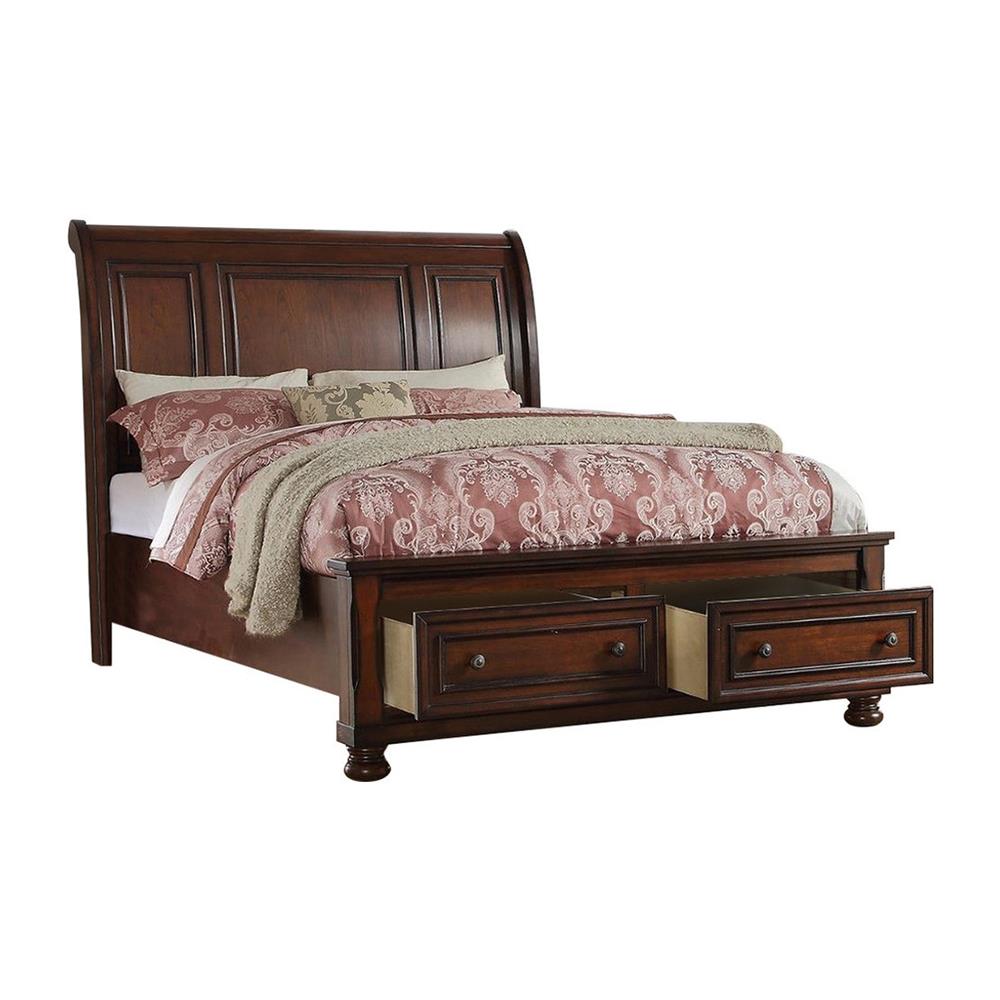 Benzara Brown Queen Wood Upholstered Bed With Storage At Lowes.com