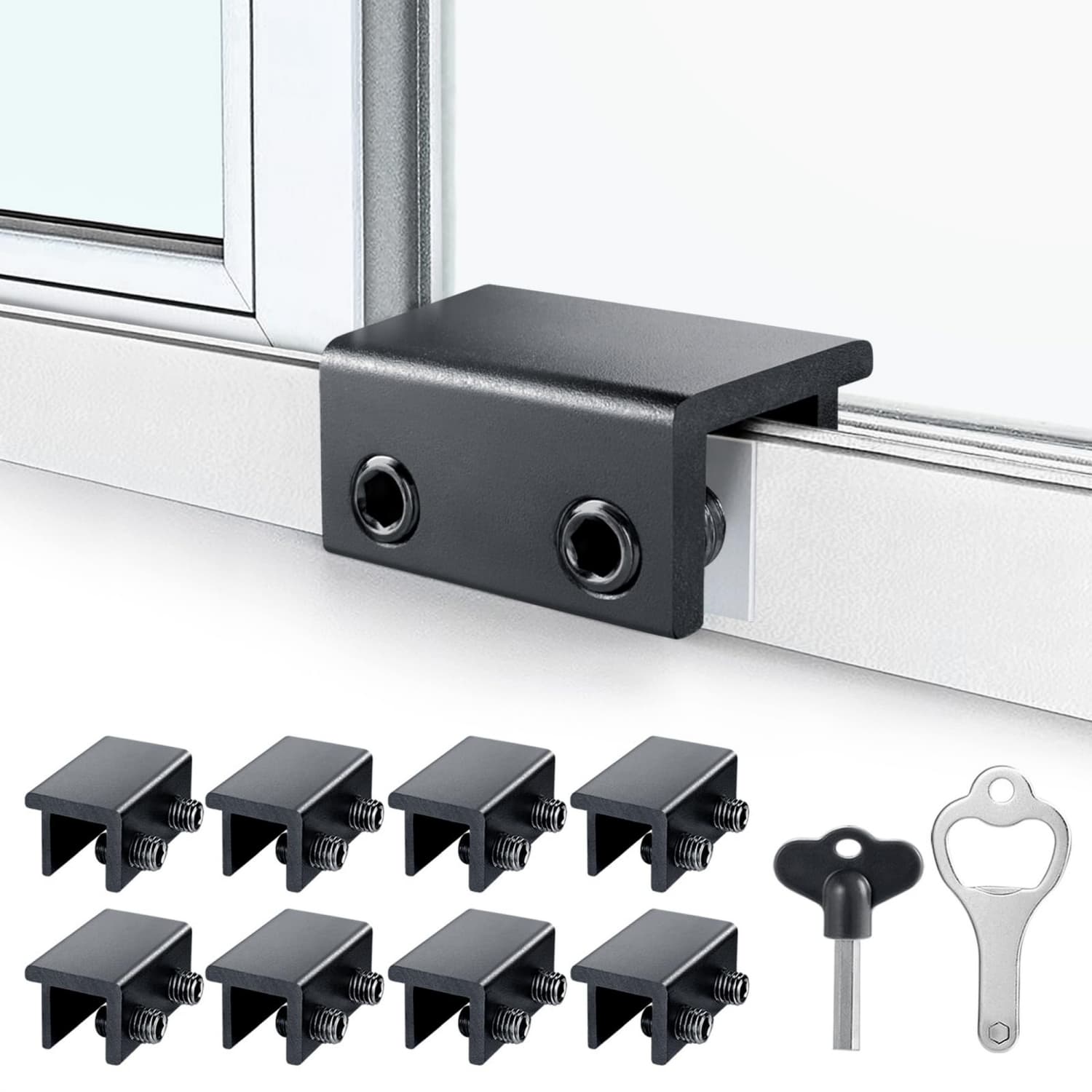 Angel Sar 8-Pack Silver Window Locks with Anti-Corrosion for Vertical Horizontal Sliding Windows #L2ZQYA728WSL05