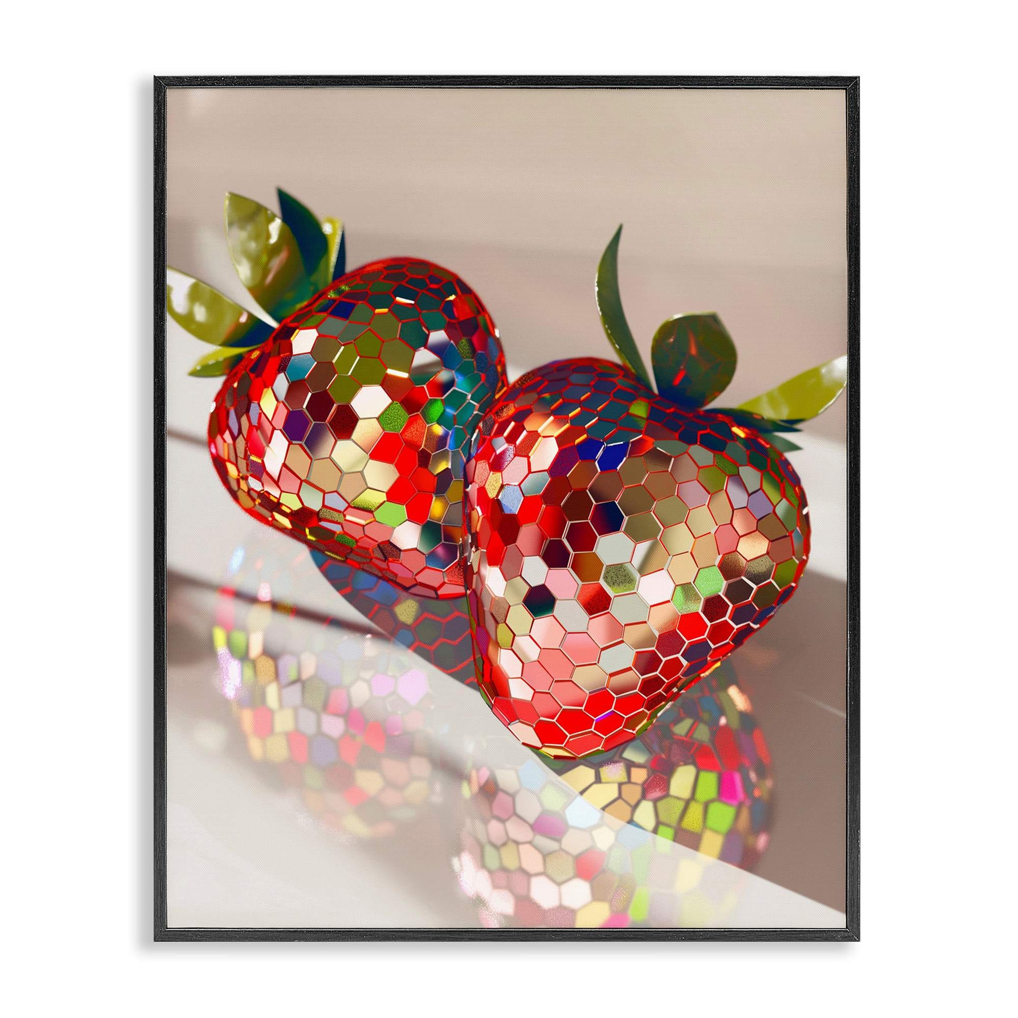 Stupell Industries BT-623-FR-11X14 Reflecting Disco Strawberries Black Framed Giclee Art By Arlington Prints 11 x 14