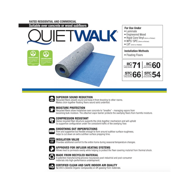 QuietWalk Luxury Vinyl Acoustical and Vapor Barrier 60-ft x 6-ft x