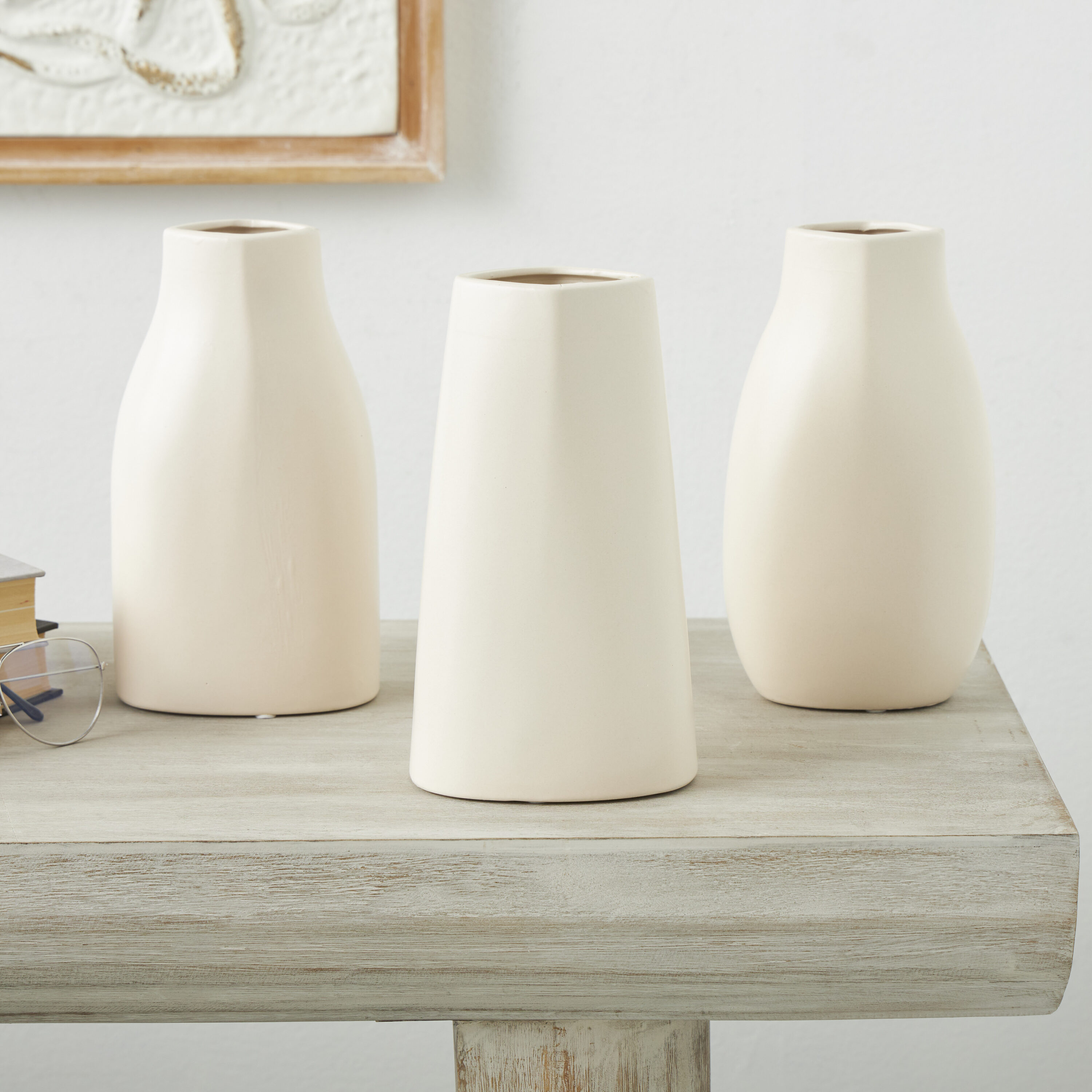 Grayson Lane 821849 3 -Pack Off-white Ceramic Modern Vase