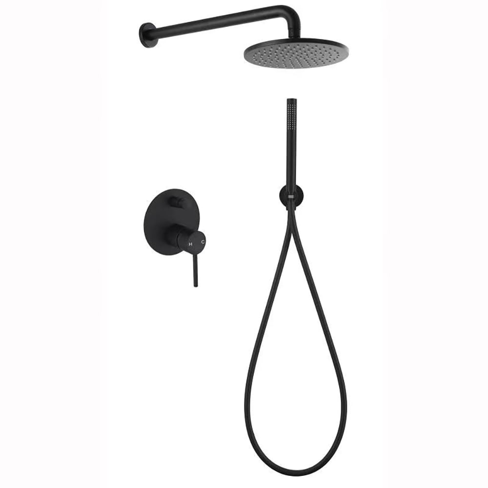 Parrot Uncle RCS81001MB-EG Matte Black 10-in Waterfall Built-In Shower Faucet System with 2-way Diverter (Valve Included)