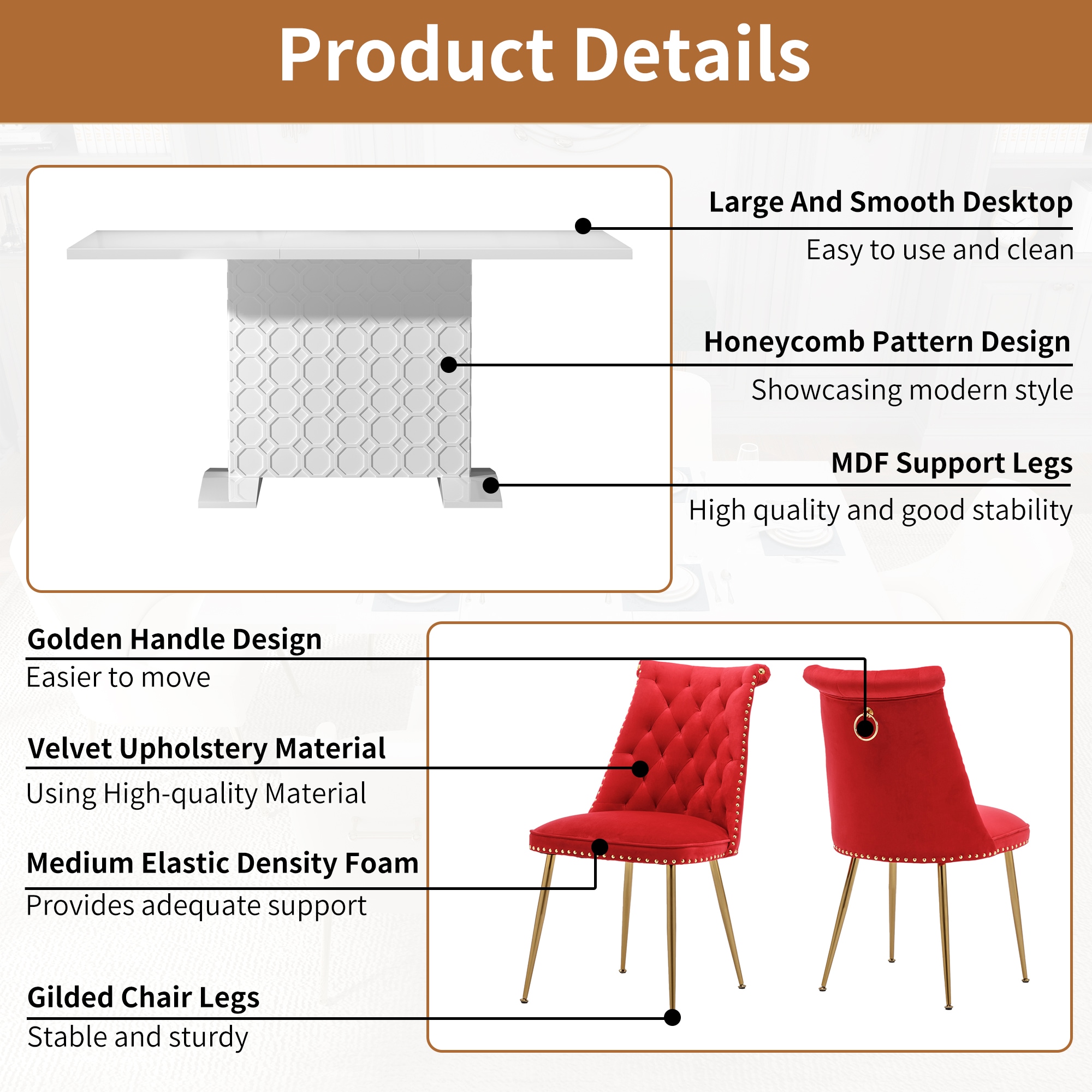 Clihome CL-ST1WH703RD Dining-Sets - View #9