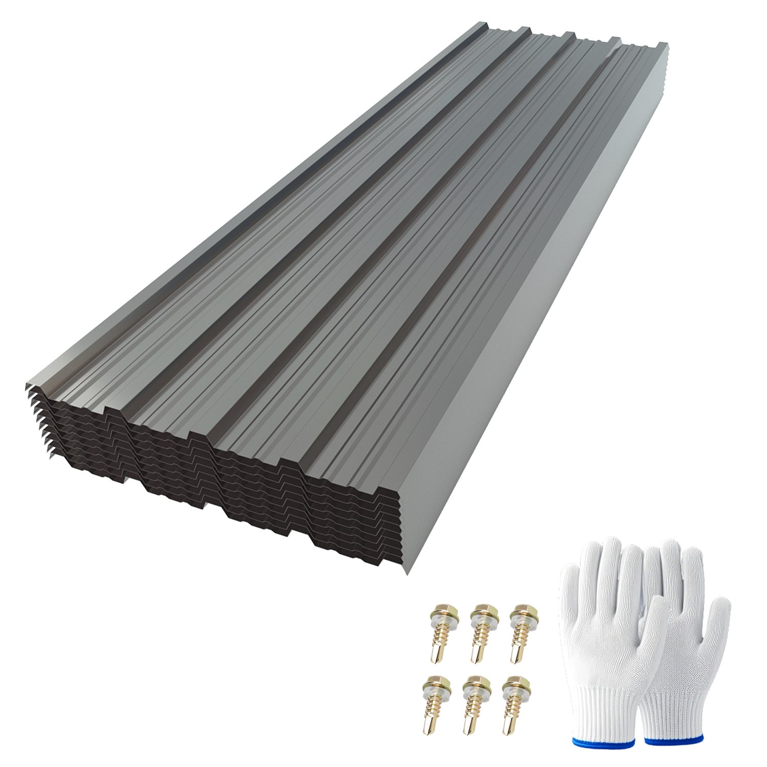 LUXEYARD 10 Pcs Metal Roofing Panels 72.85inch x 18.9inch Corrugated Galvanized Steel Roof Panels Metal Siding Panels Gazebo Top Cover for Pergola Patio Garden and Mobile Home Gray