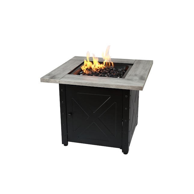 Black Steel Propane Gas Fire Pit, Lp Gas Outdoor Fire Pit With Aluminum Mantels