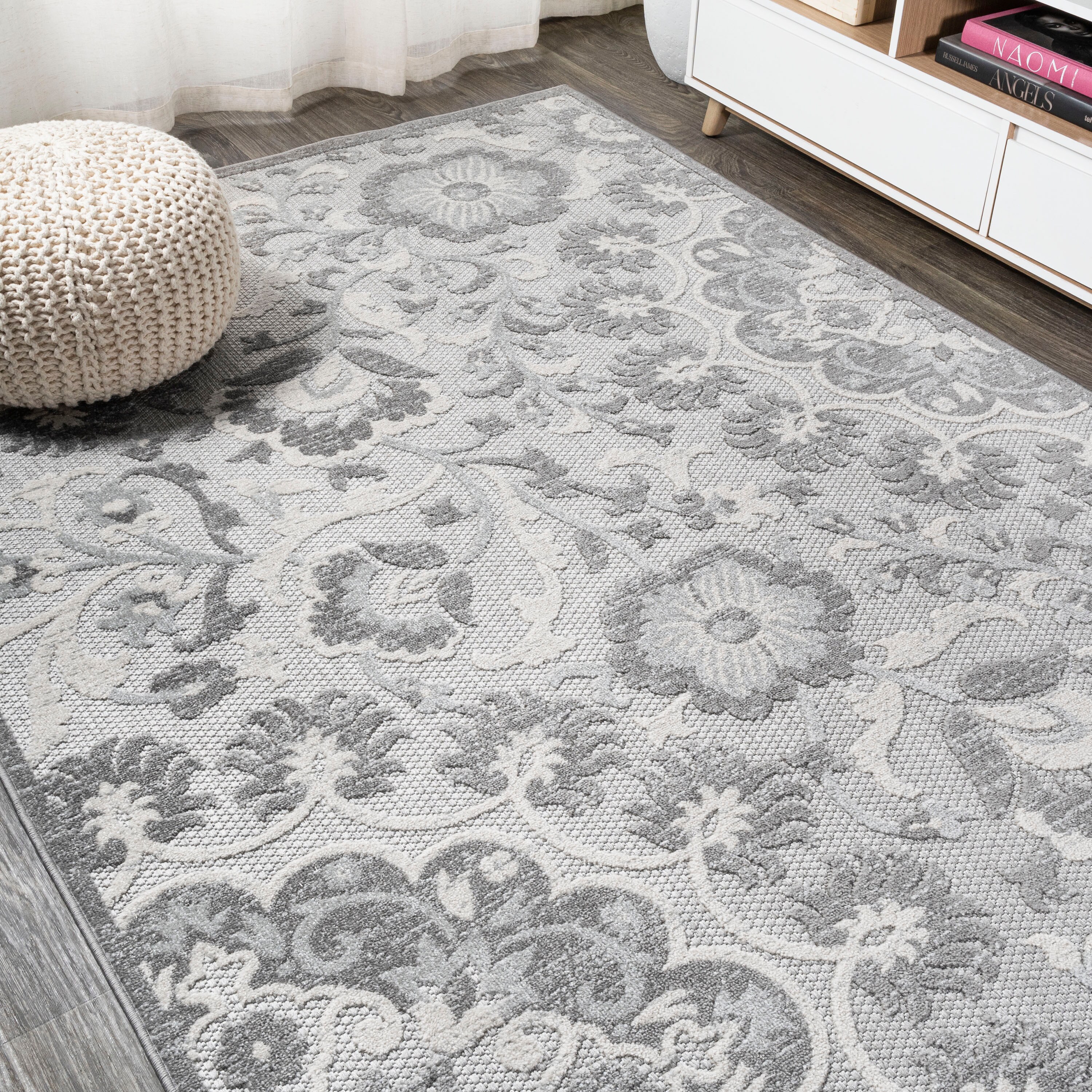 Lucena 8' x 10' Gray Synthetic Medallion Reversible Area Rug