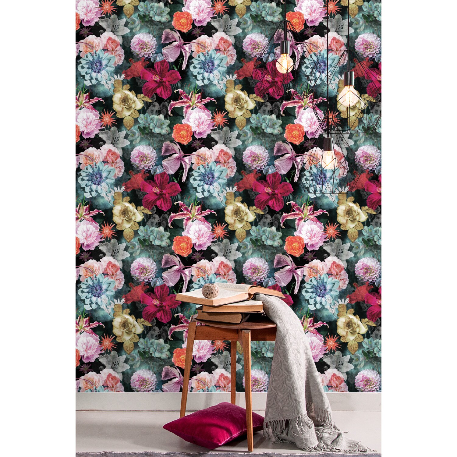 RoomMates 28.29-sq ft Red Vinyl Floral Self-adhesive Peel and Stick ...