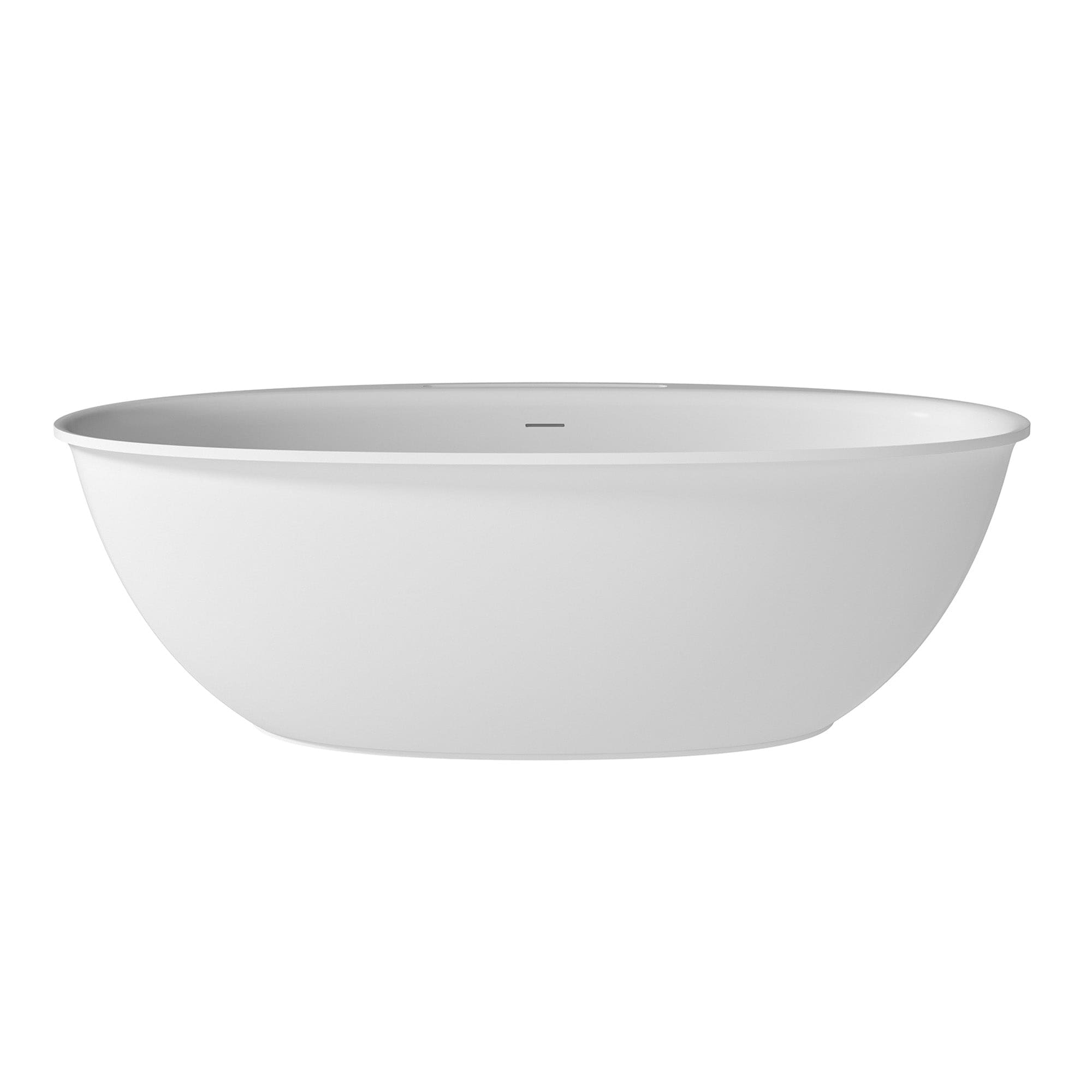Boyel Living BL04667MW 67 in. x 33 in. Solid Surface Stone Resin Freestanding Soaking Bathtub with Center Drain and Drainer and Hose in Matte White