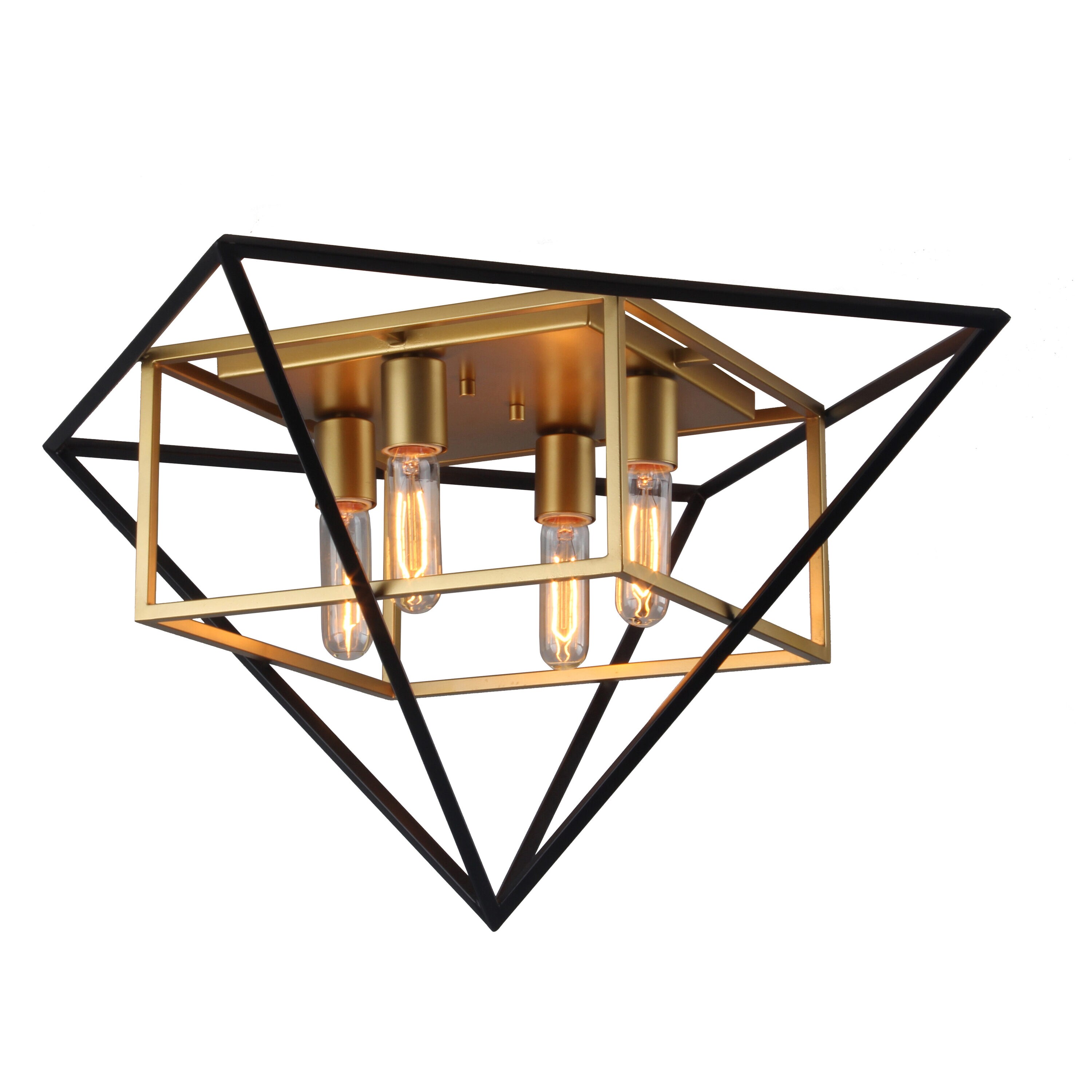 EGLO 204685A Pryor 4-Light 27-in Antique Black/Gold  Flush Mount Light