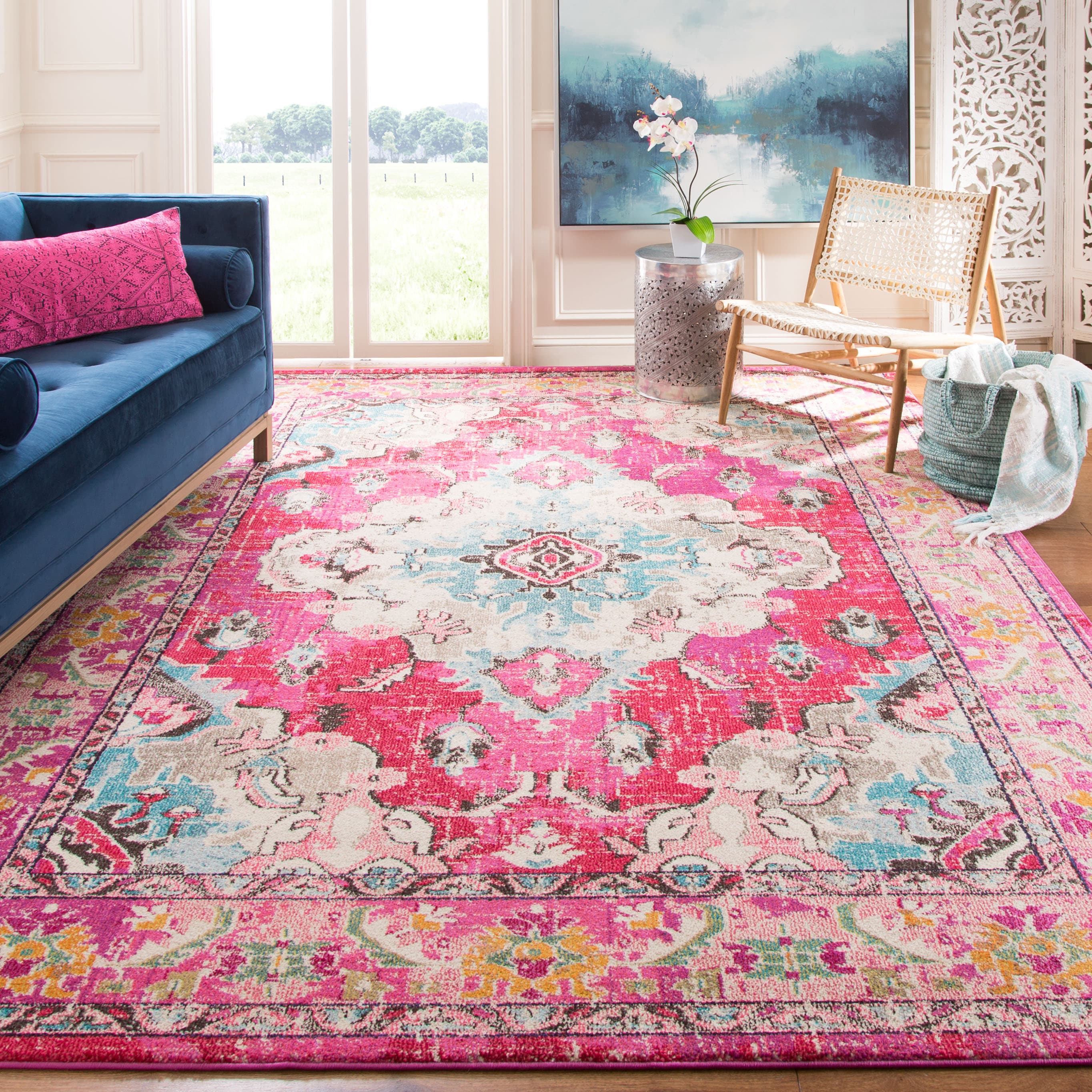 Monaco 243D Pink Multi Traditional Oversized 12ft x 18ft Rug