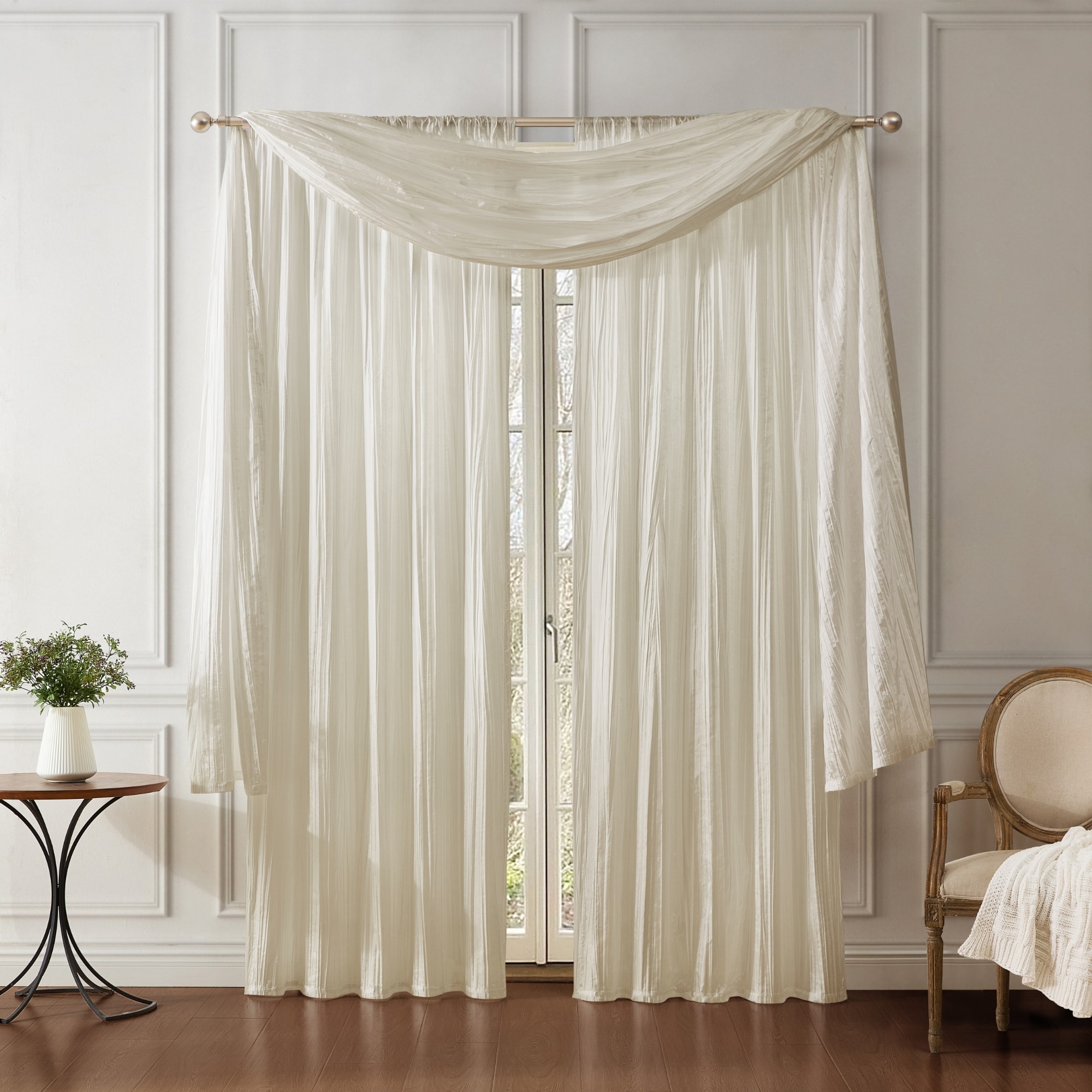 Elrene Home Fashions 026865857177 95-Inches Ivory Semi-sheer Rod pocket Curtain panel pair