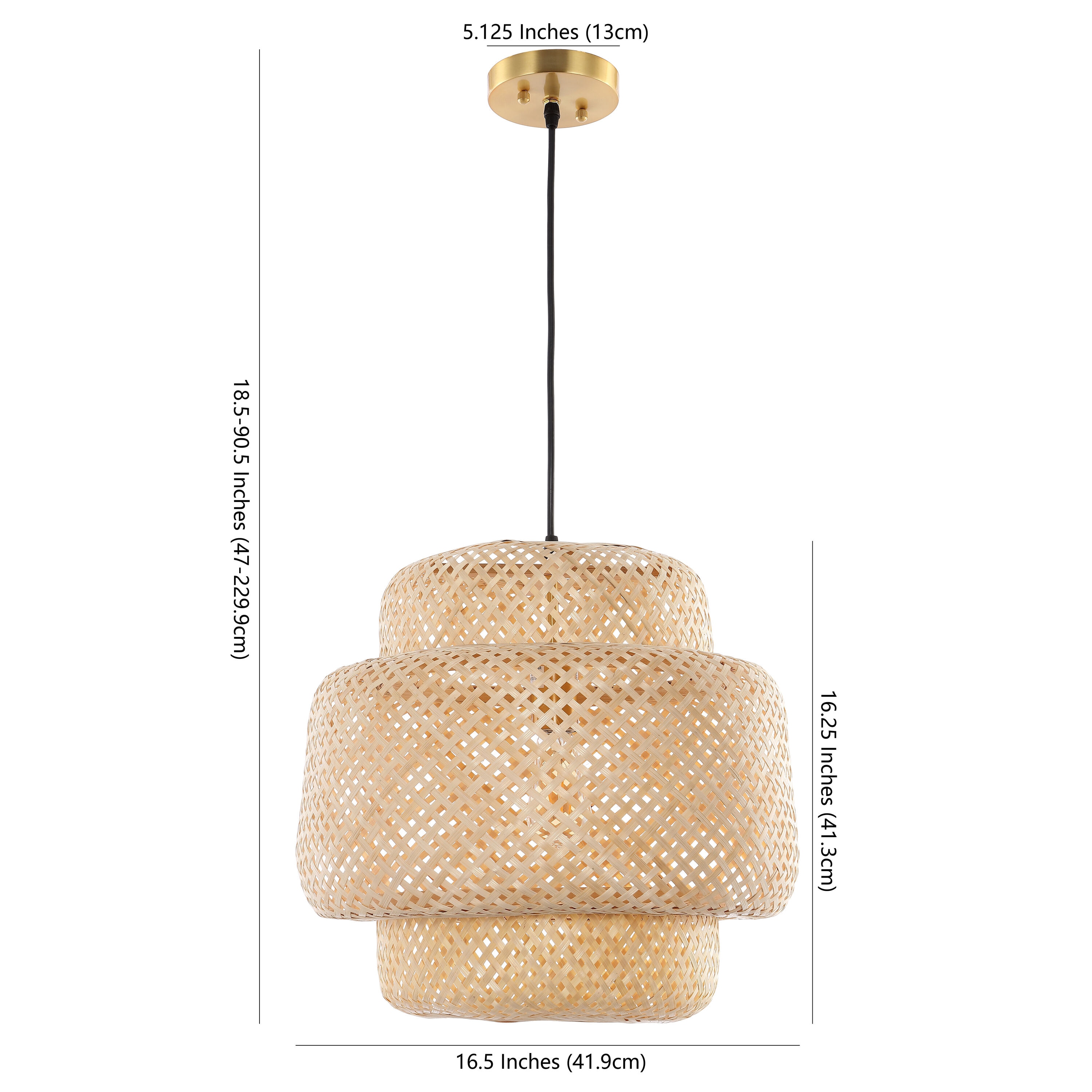 Klara Coastal-Chic Black LED Drum Pendant with Natural Rattan Shade